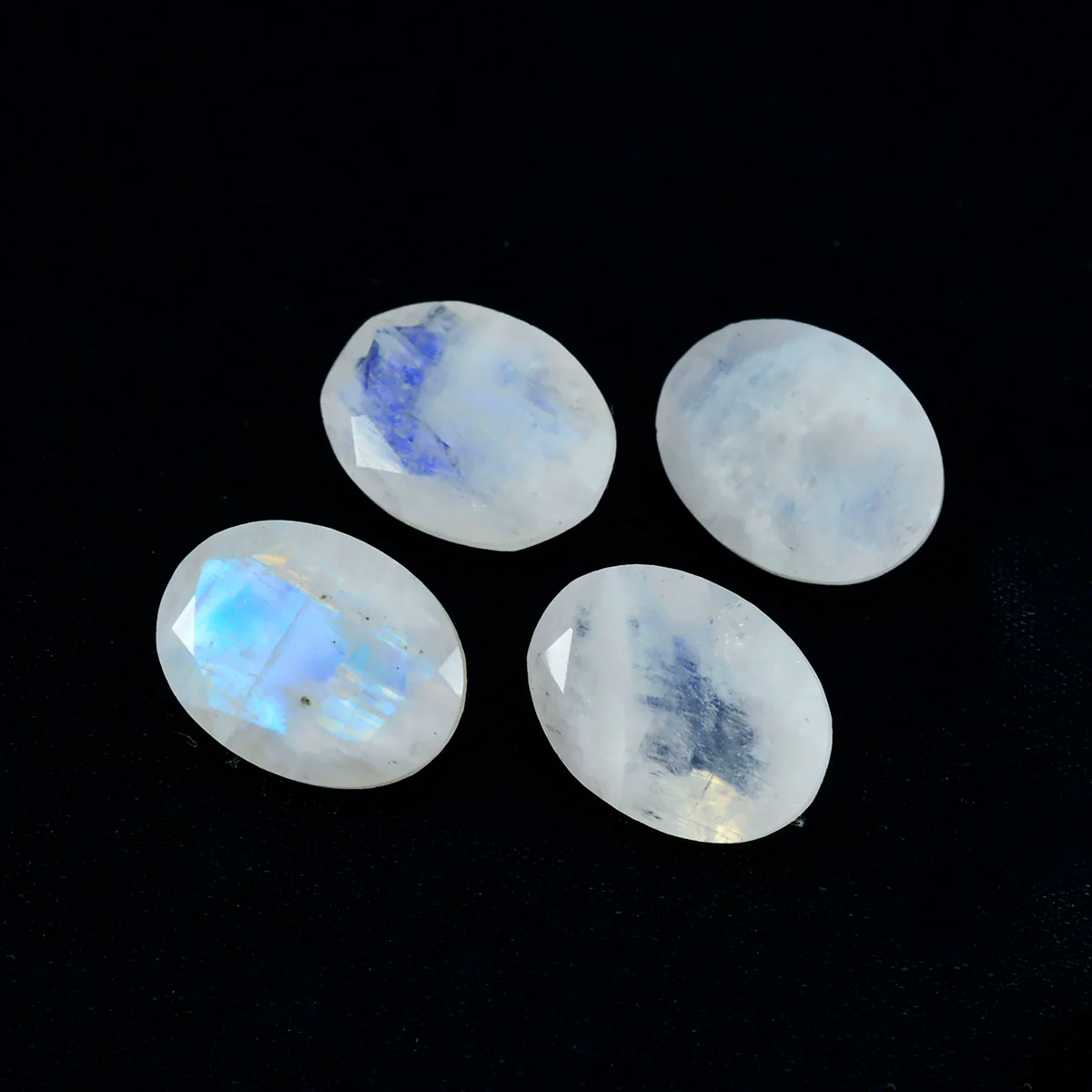 Rainbow Moonstone 1PC Medium 8x10 MM Oval Faceted White Lustrous Semi Precious Gems - Image 4