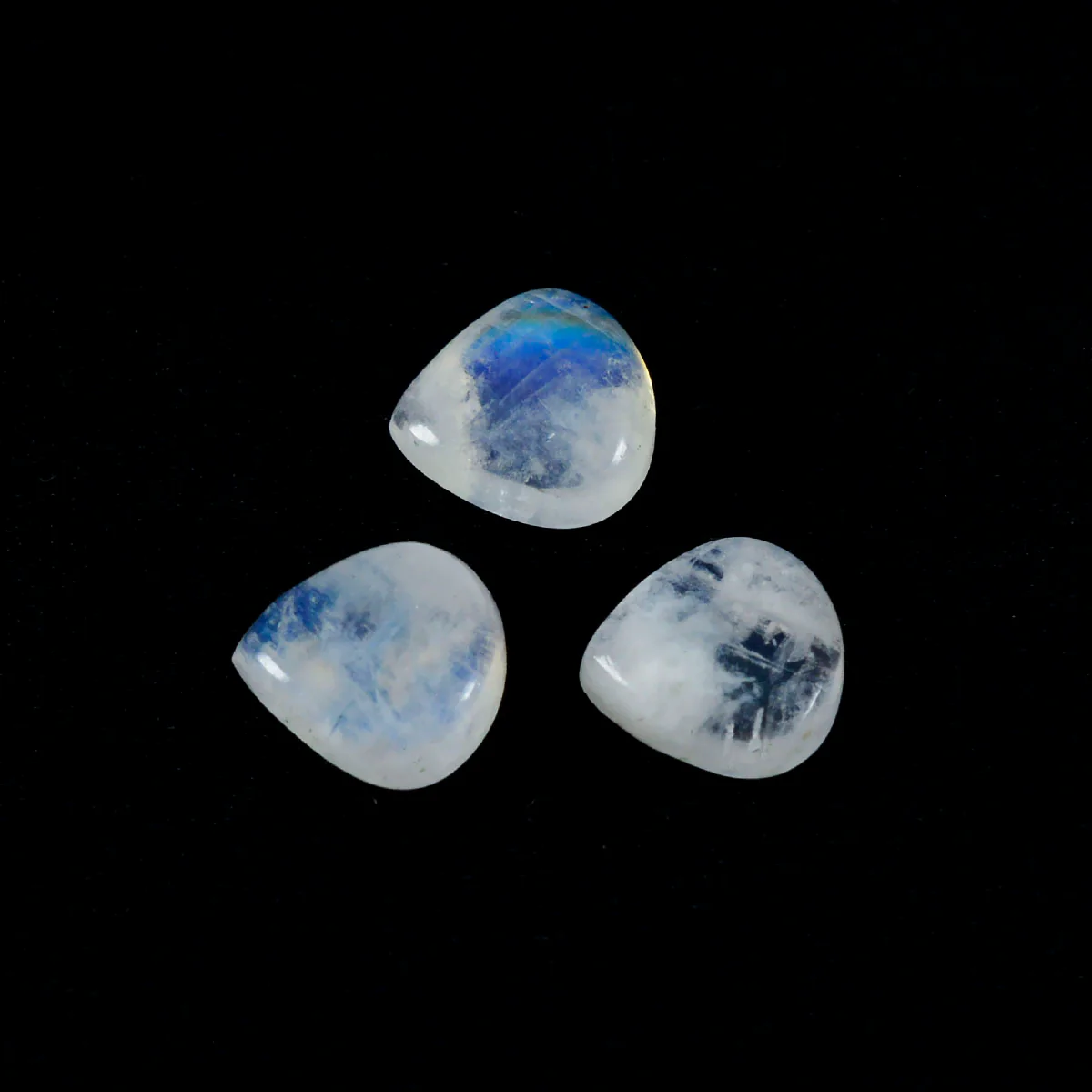Rainbow Moonstone 1PC Medium 9x9 MM Heart Cabochon White Fiery semi Precious Gems - Image 3