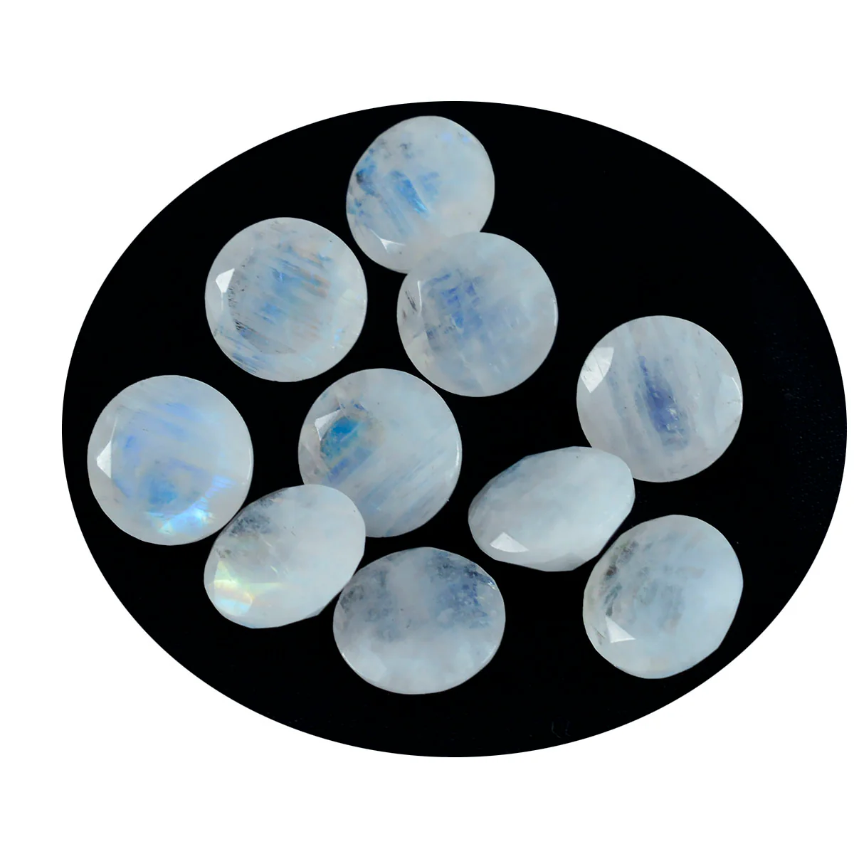 Rainbow Moonstone 1PC Medium 9x9 MM Round Faceted White Lustrous Semi Precious Gems - Image 2