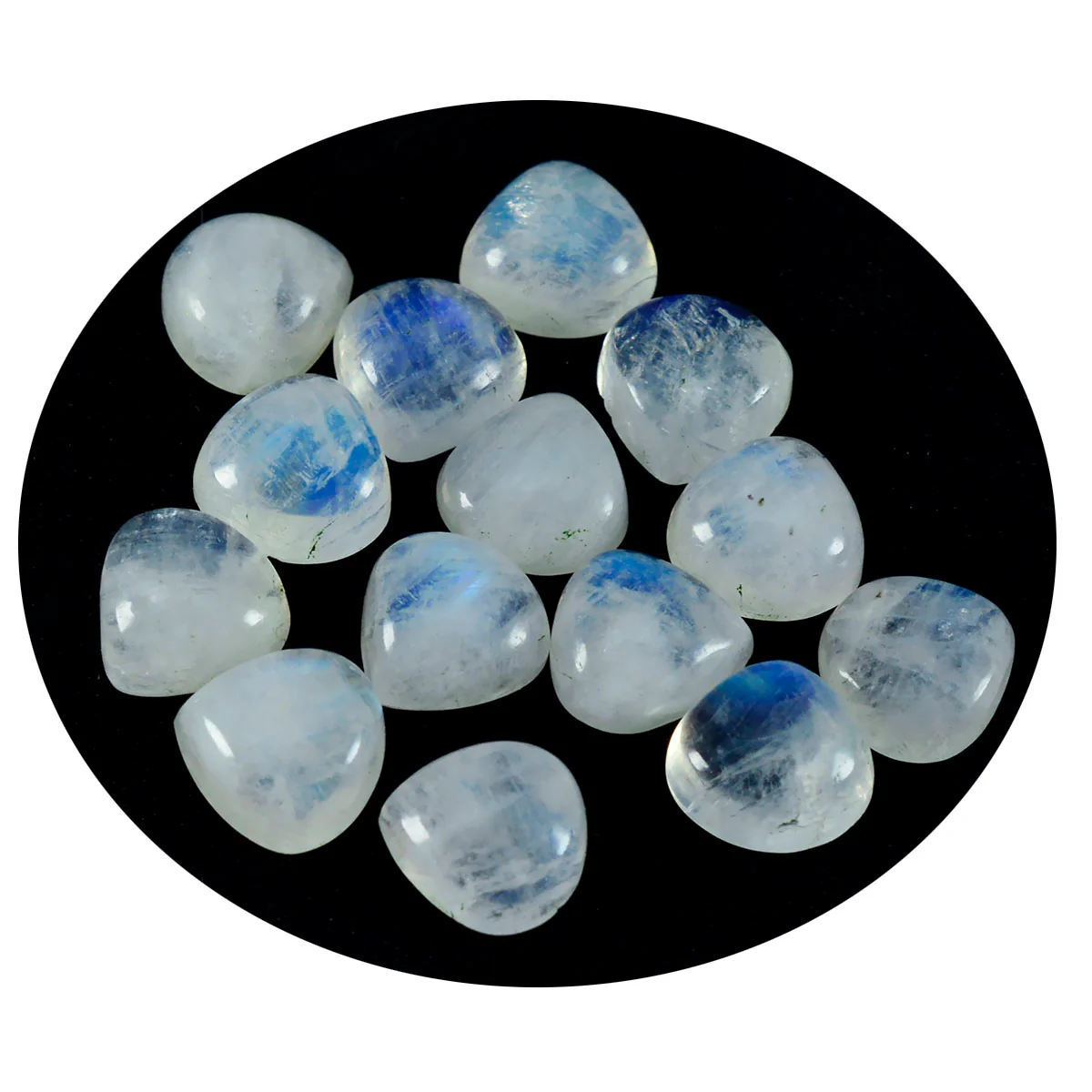 Rainbow Moonstone 1PC Small 7x7 MM Heart Cabochon White Superior semi Precious Semi Precious Gemstone - Image 2
