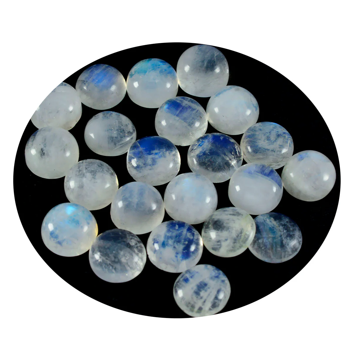 Rainbow Moonstone 1PC Small 7x7 MM Round Cabochon White Genuine semi Precious Loose Gemstones - Image 2