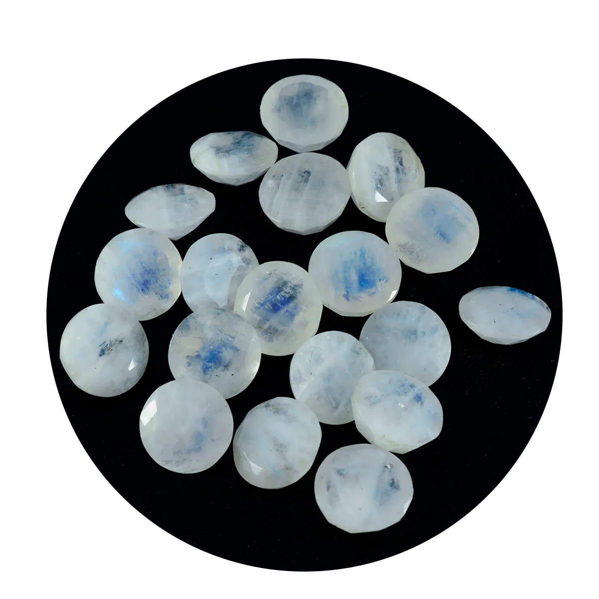 Rainbow Moonstone 1PC Small 7x7 MM Round Faceted White Splendid Semi Precious Loose Gemstone - Image 2