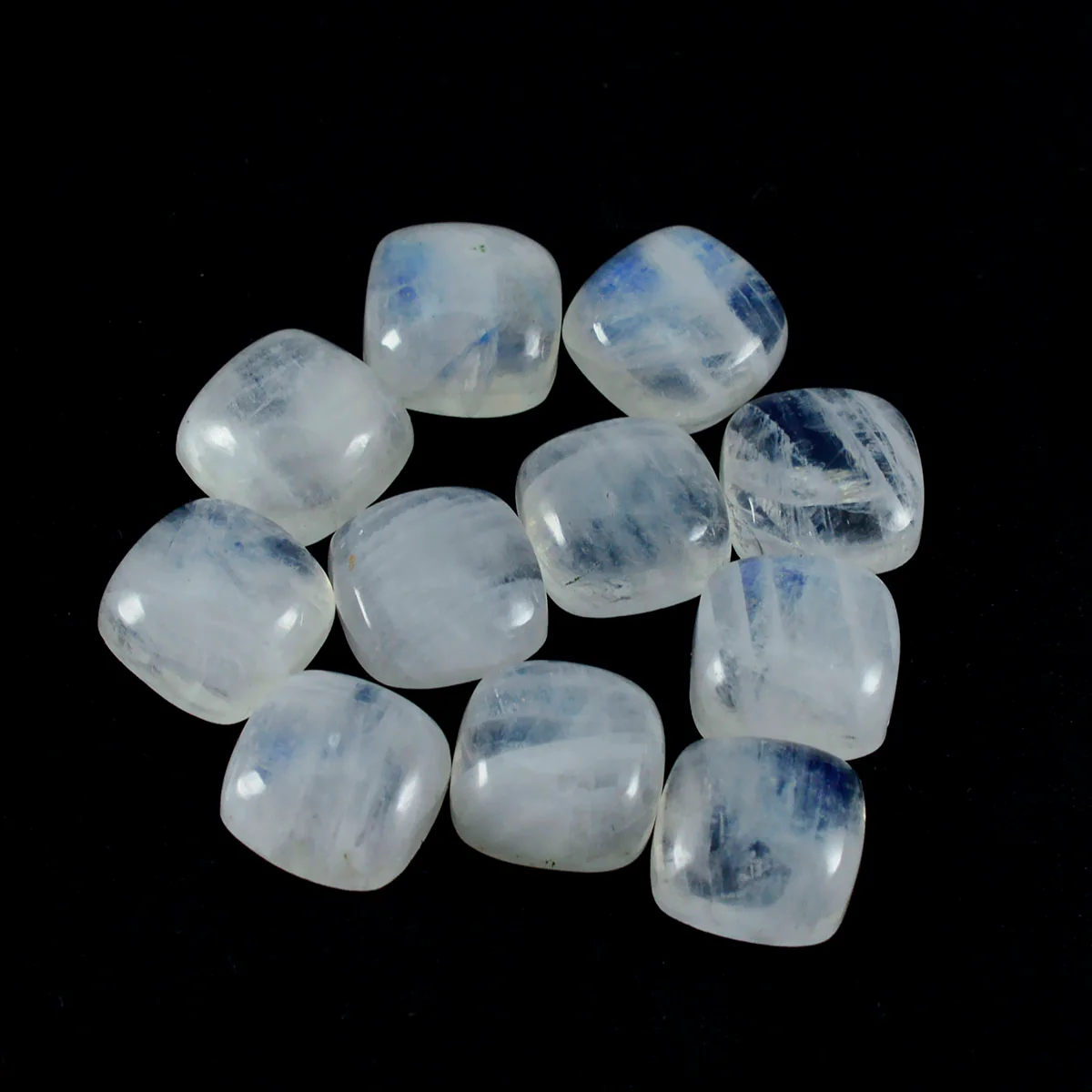 Rainbow Moonstone 1PC Small 8x8 MM Cushion Cabochon White Splendid semi Precious Semi Precious Gemstone - Image 3
