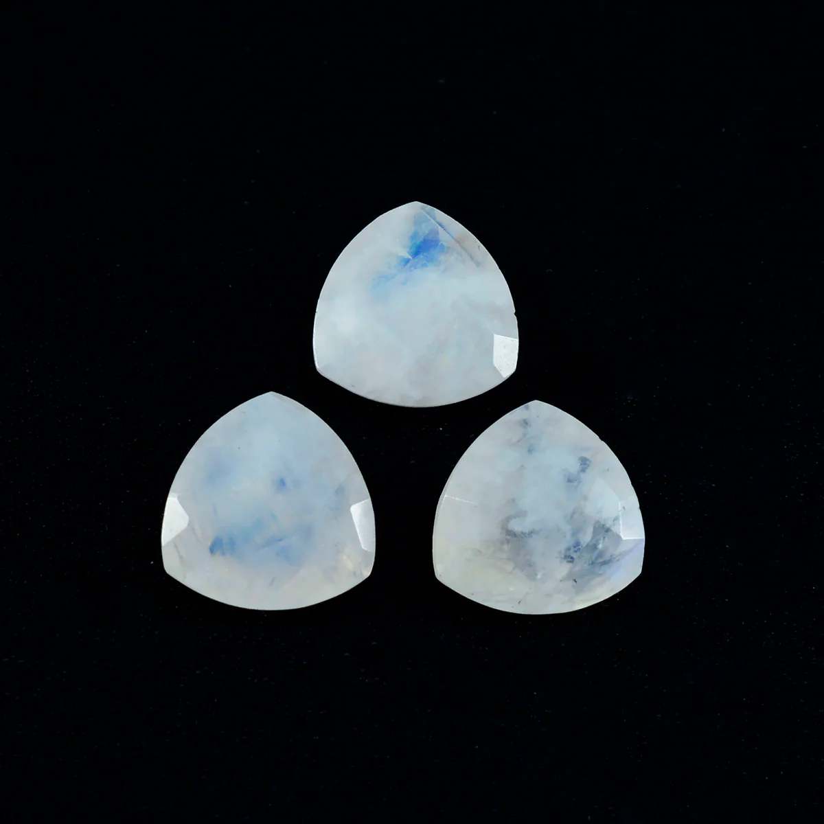 Rainbow Moonstone 1PC Small 8x8 MM Triangle Faceted White Luster Semi Precious Loose Gemstones - Image 4