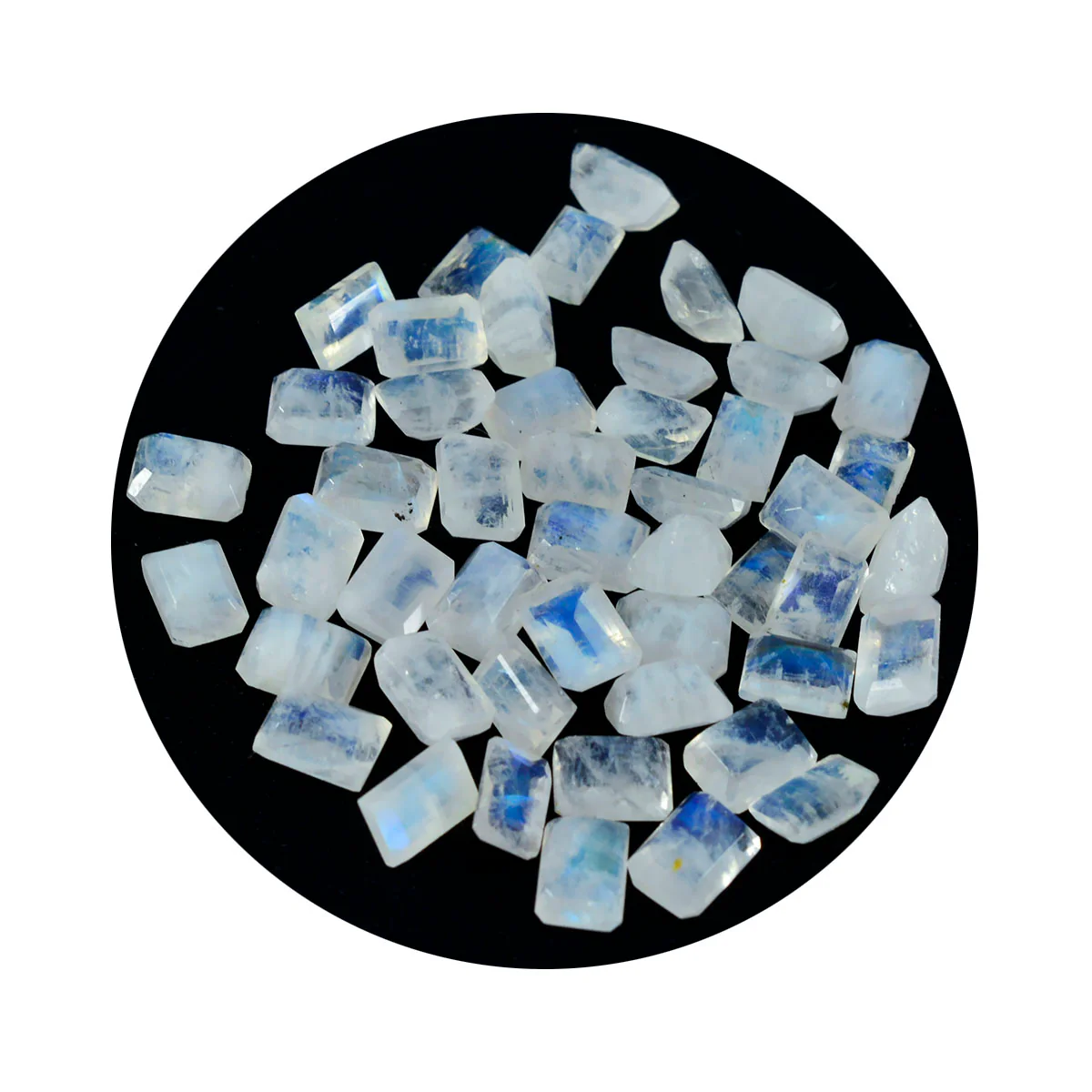 Rainbow Moonstone 1PC Tiny 4x6 MM Emerald Faceted White Superior Semi Precious Loose Gemstone - Image 2