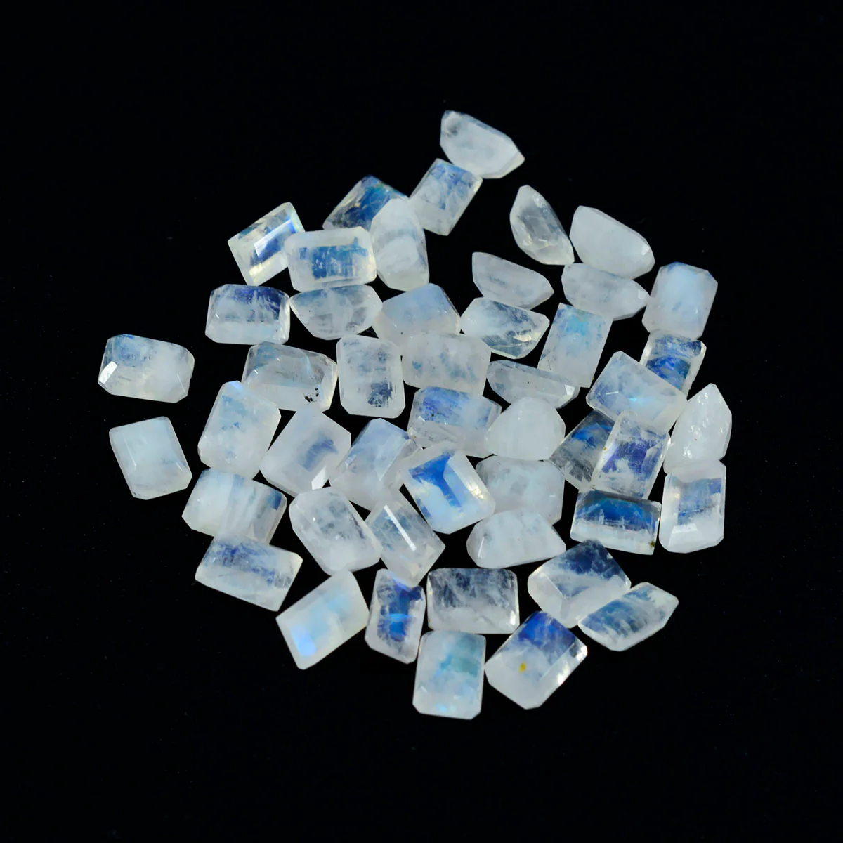 Rainbow Moonstone 1PC Tiny 5x7 MM Emerald Faceted White Pure Semi Precious Loose Gemstones - Image 3