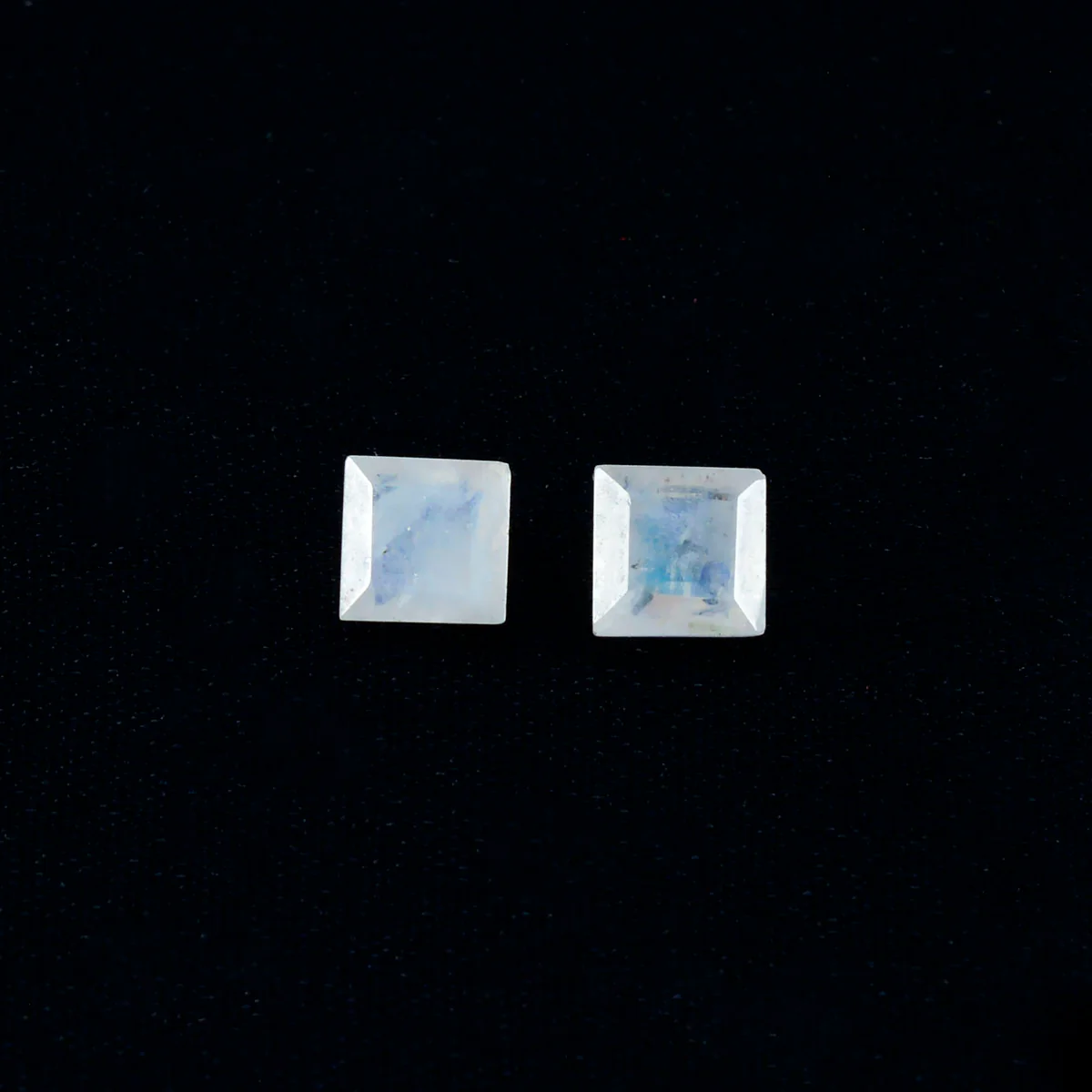 Rainbow Moonstone 1PC Tiny 6x6 MM Square Faceted White Polished Semi Precious Loose Gems