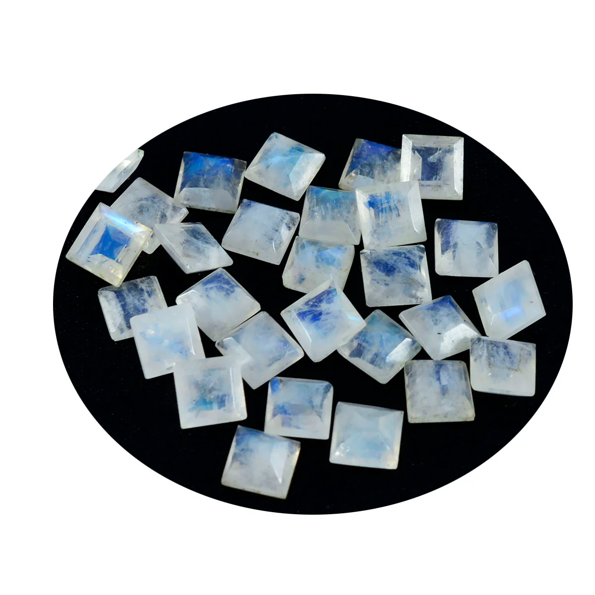 Rainbow Moonstone 1PC Tiny 6x6 MM Square Faceted White Polished Semi Precious Loose Gems - Image 2