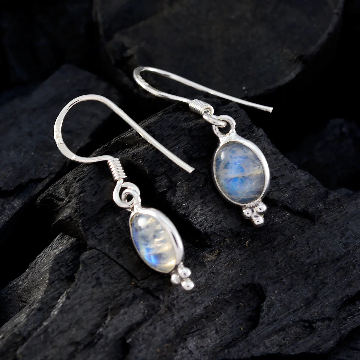 Rainbow Moonstone American Aisha multiple Dangle White Silver Earring - Image 3