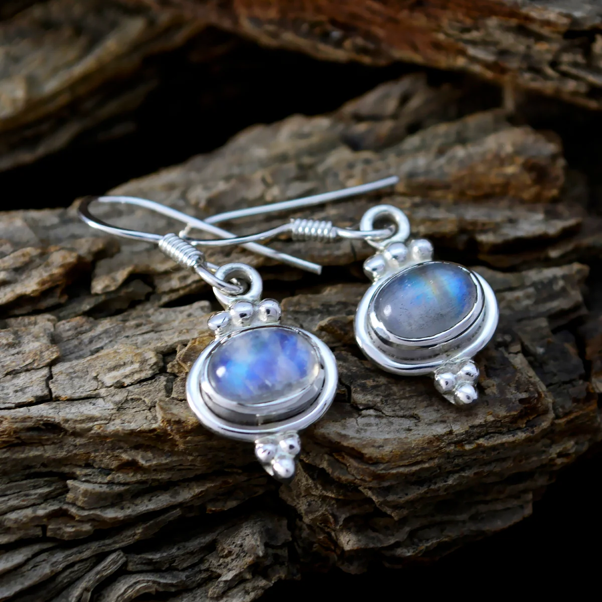 Rainbow Moonstone American Ana multiple Dangle White Silver Earring - Image 3