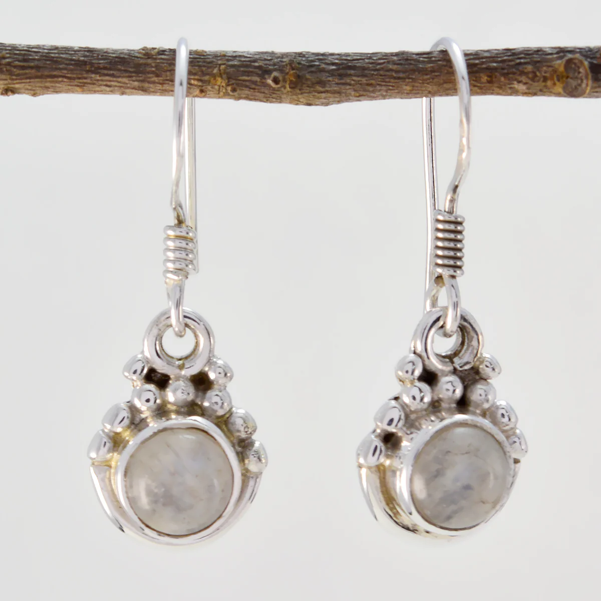 Rainbow Moonstone American Florencia multiple Dangle White 925 Silver Earring - Image 2