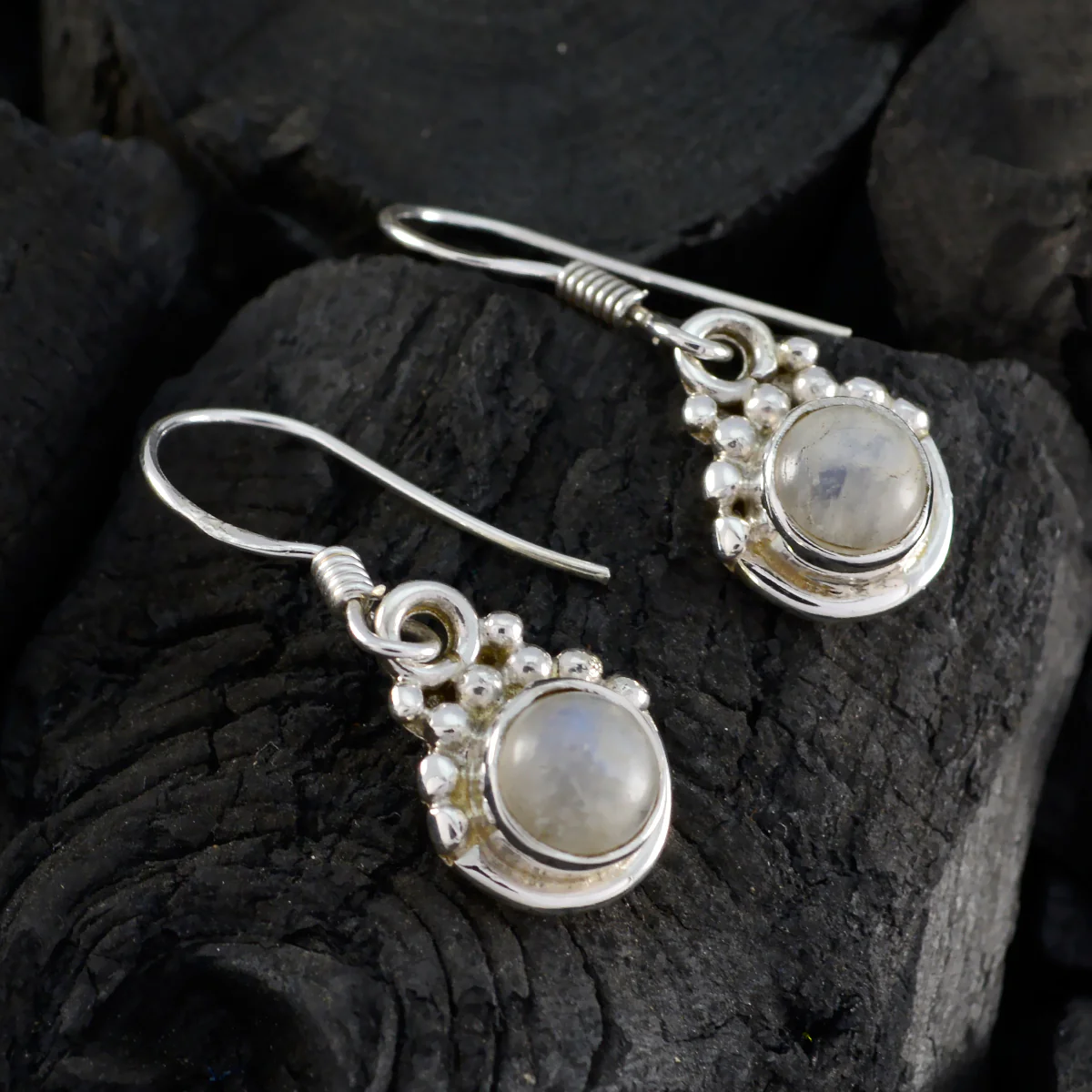 Rainbow Moonstone American Florencia multiple Dangle White 925 Silver Earring - Image 4