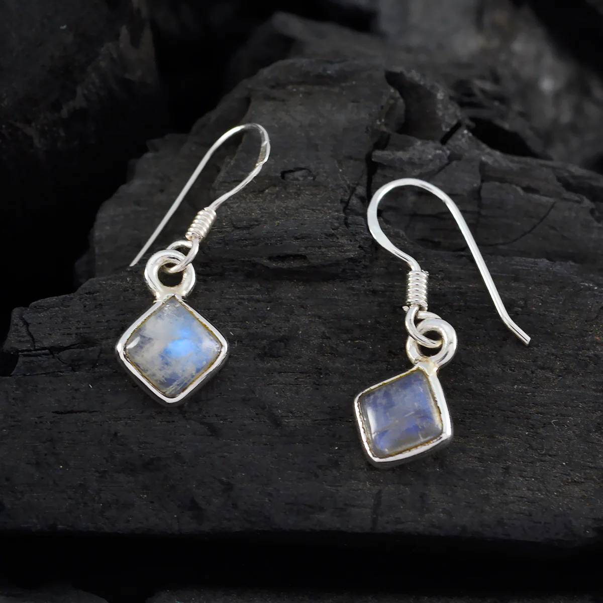 Rainbow Moonstone American Min-seo multiple Dangle White 925 Silver Earring - Image 3