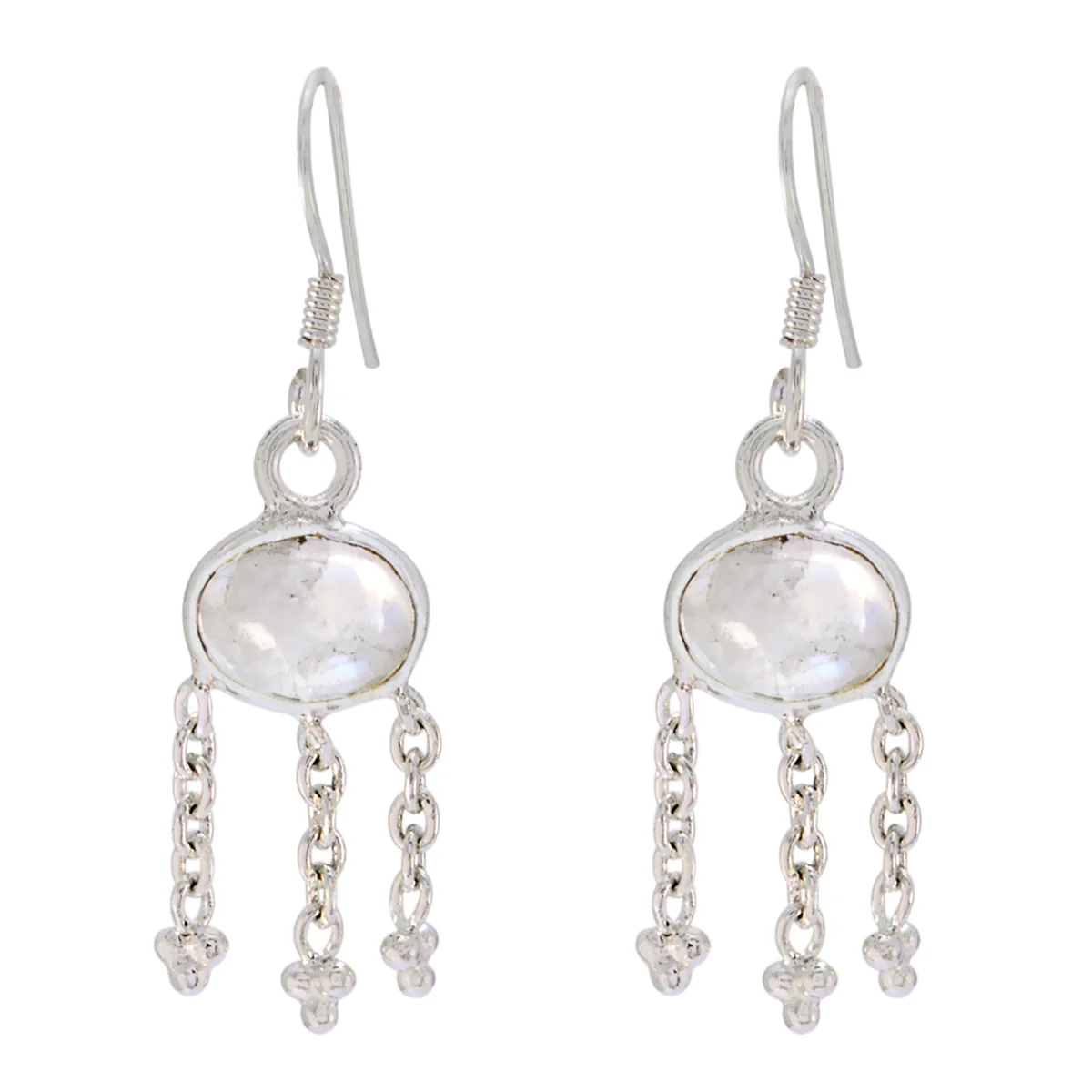 Rainbow Moonstone Australian Aurora multiple Dangle White 925 Sterling Silver Earring