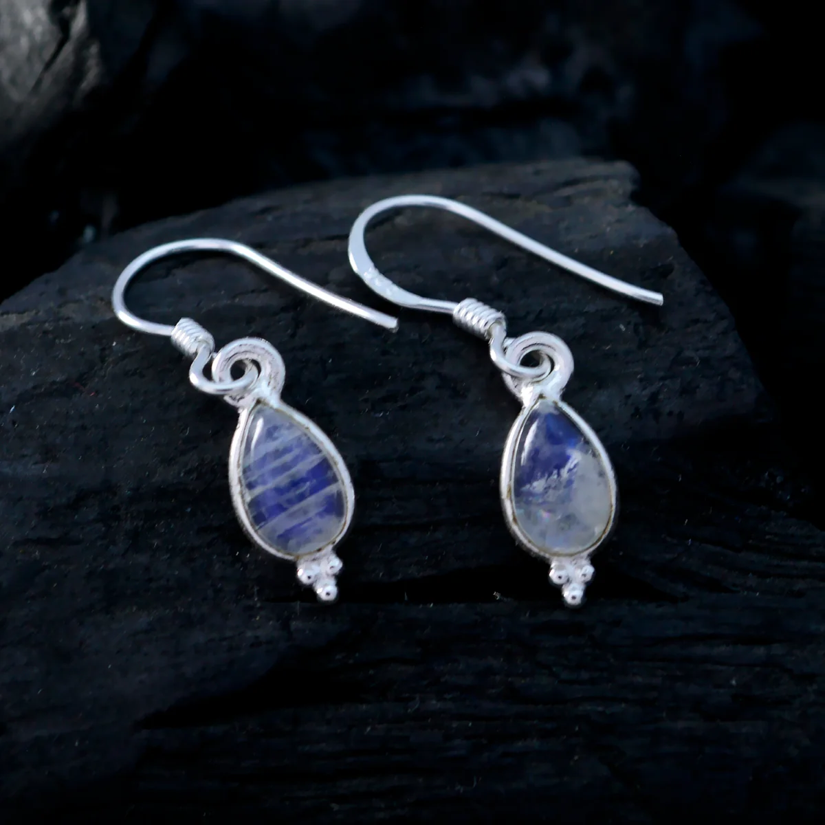 Rainbow Moonstone Australian Lourdes multiple Dangle White 92.5 Silver Earring - Image 3
