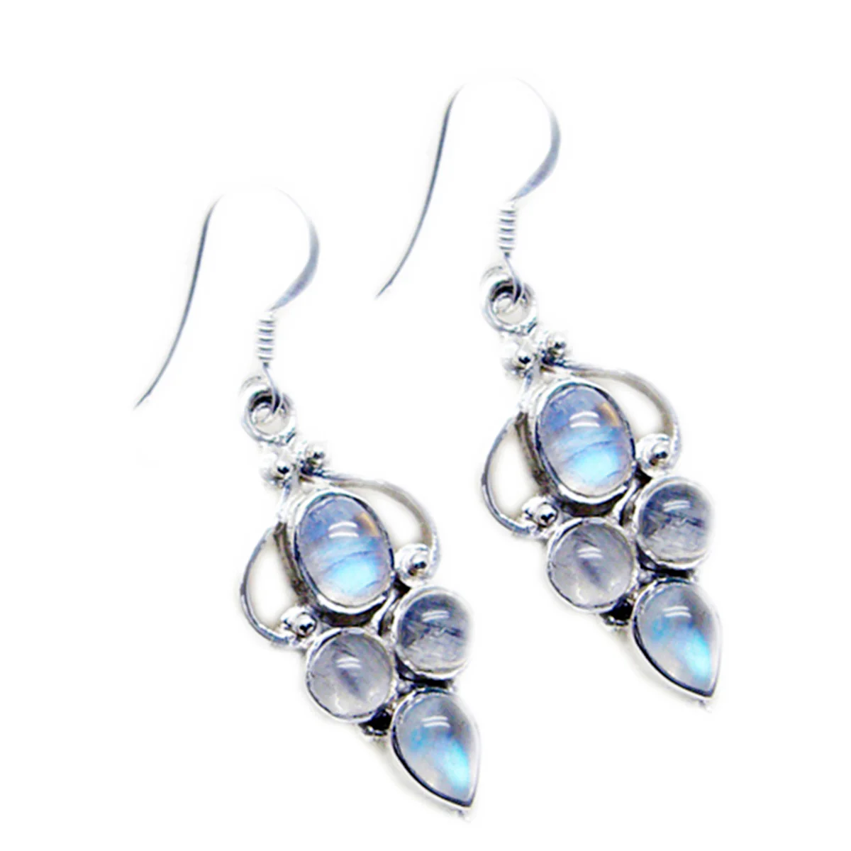 Rainbow Moonstone Australian Wen multiple Dangle White 92.5 Silver Earring - Image 3