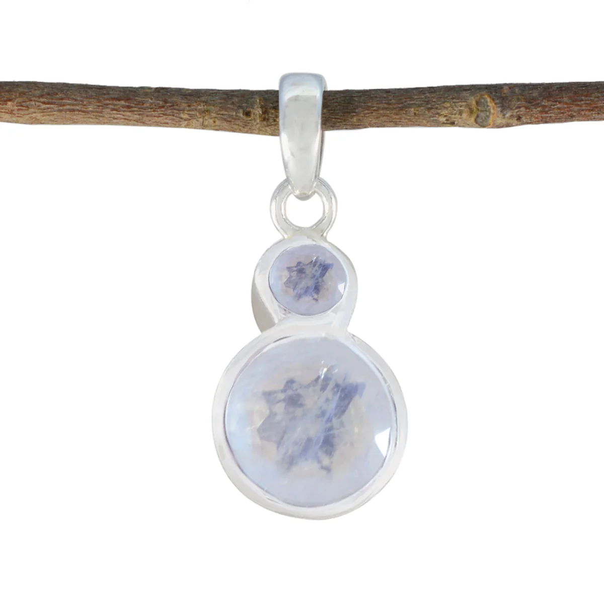 Rainbow Moonstone Dainty Egyptian Silver Toi et Moi Clara Graceful White Pendant Jewelry
