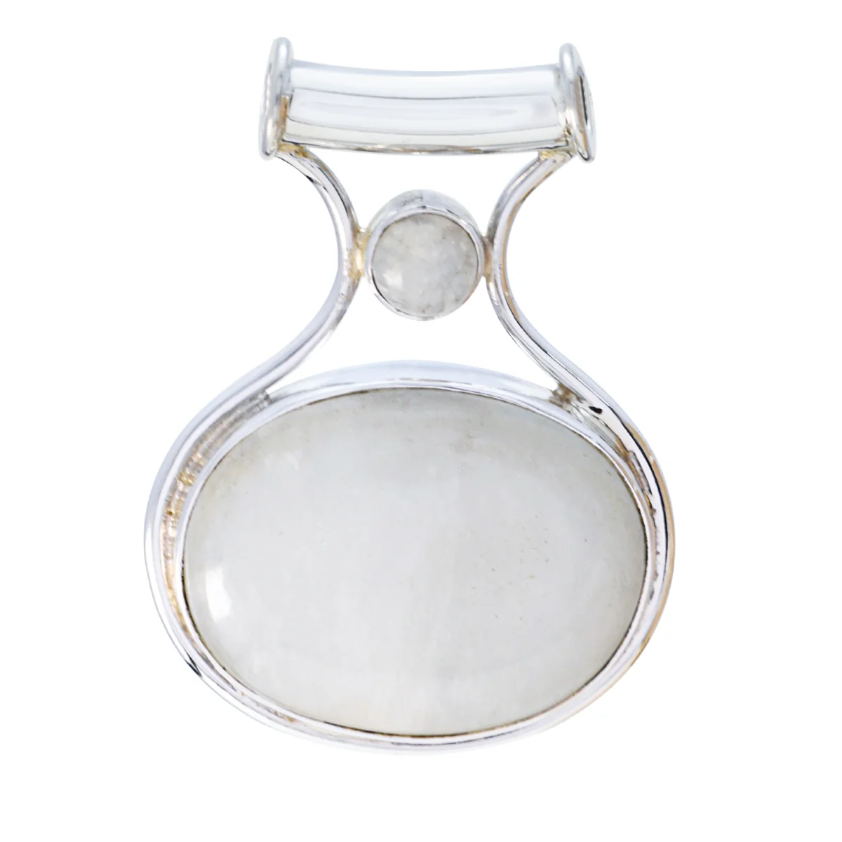 Rainbow Moonstone Edgy Russian Sterling Silver Toi et Moi Mila Eternity White Pendant Jewellery - Image 2