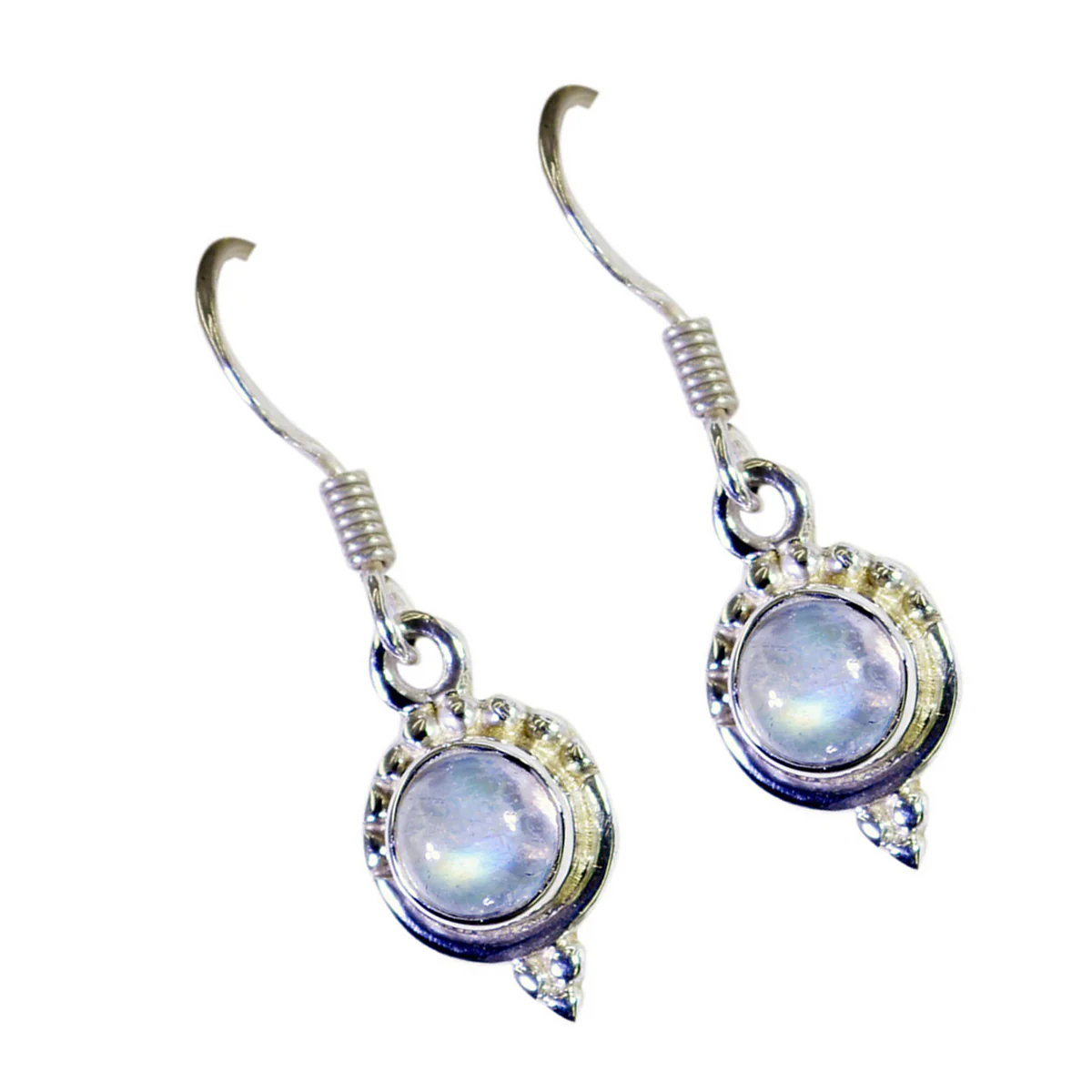 Rainbow Moonstone Egyptian Fernanda multiple Dangle White Silver Earring - Image 2