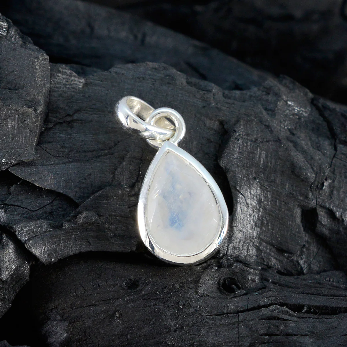 Rainbow Moonstone Elegant Korean 925 Silver Solitaire Xiu Abstract White Pendant Jewelry - Image 4