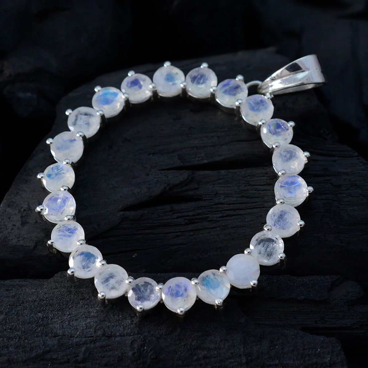 Rainbow Moonstone Essential American Sterling Silver multiple Joaquina propsel White Pendant Jewellery - Image 3