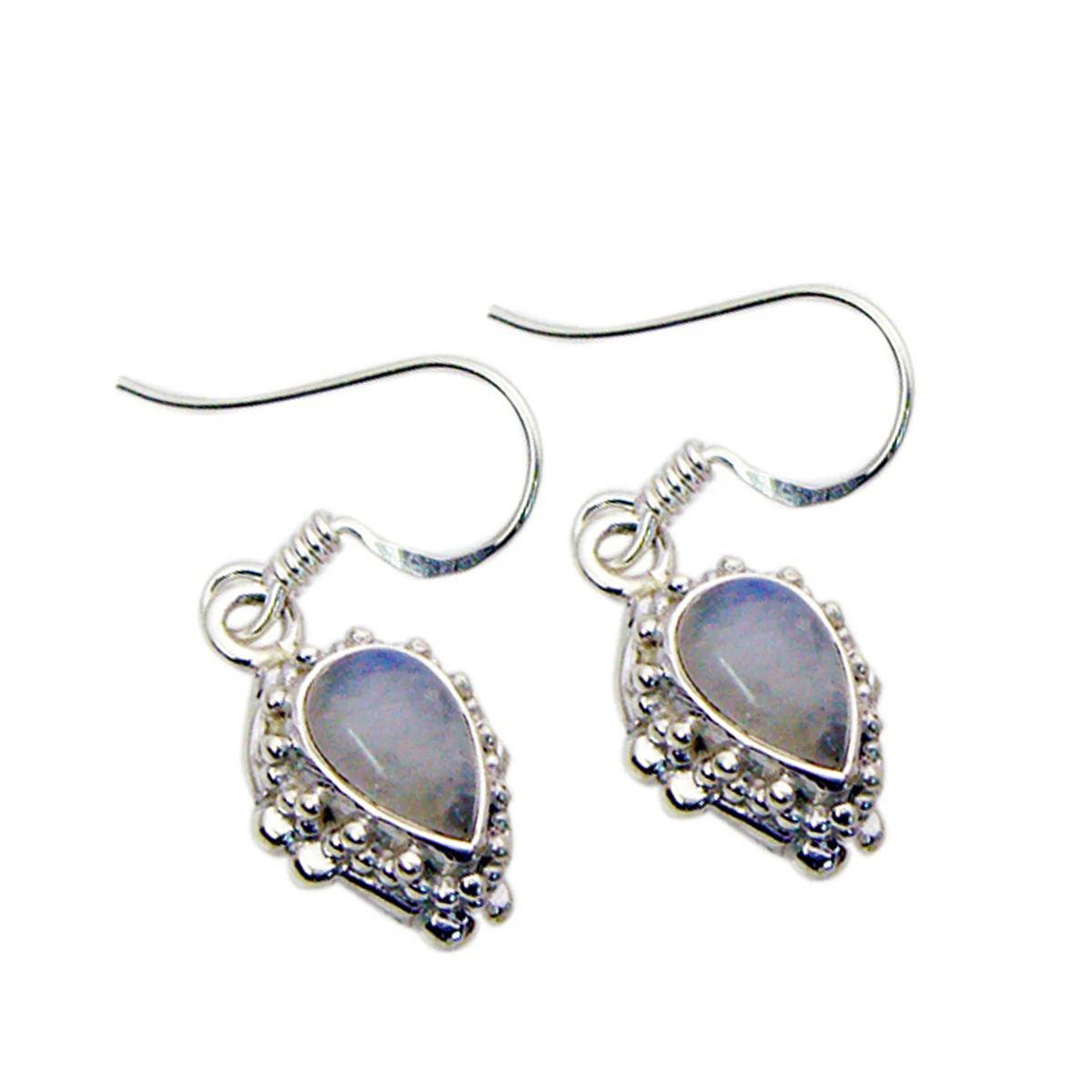 Rainbow Moonstone German Constanza multiple Dangle White Sterling Silver Earring - Image 2