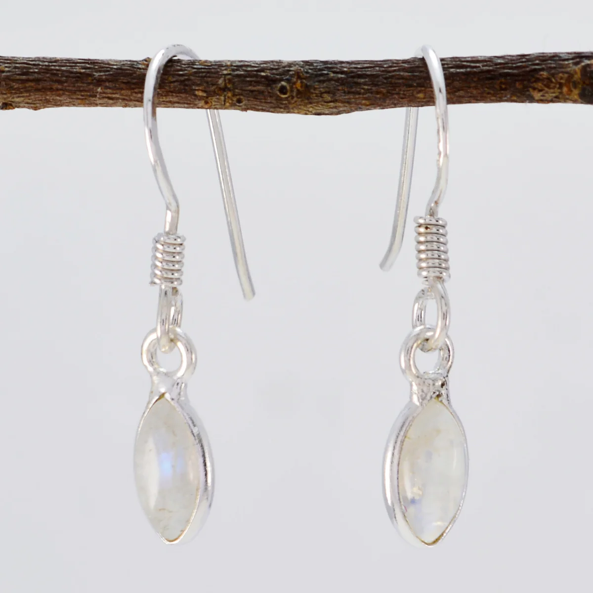 Rainbow Moonstone Italian Sakura multiple Dangle White Sterling Silver Earring - Image 2