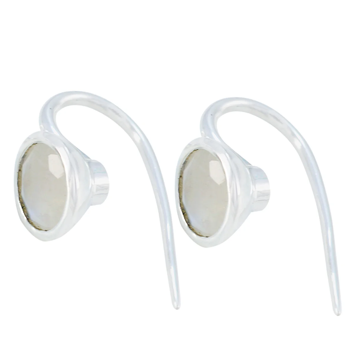 Rainbow Moonstone Latin American Audrey Solitaire Dangle White Sterling Silver Earring