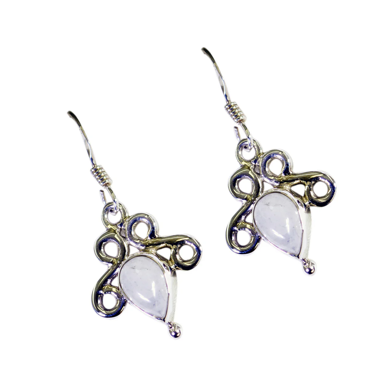 Rainbow Moonstone Middle Eastern Bruna multiple Dangle White 92.5 Silver Earring - Image 2