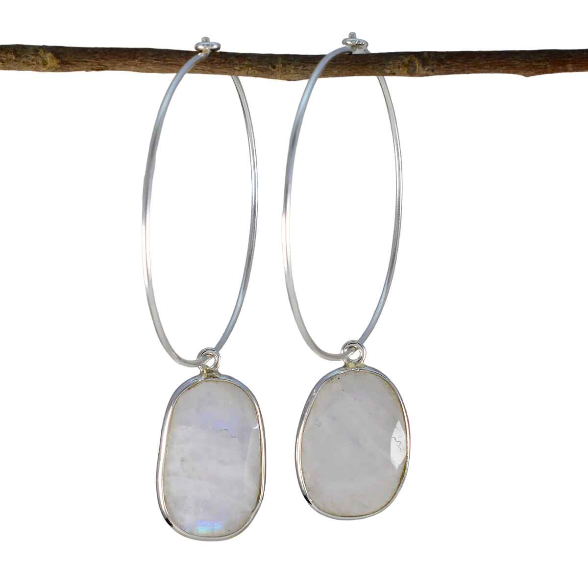 Rainbow Moonstone Middle Eastern Paula multiple Dangle White 925 Sterling Silver Earring
