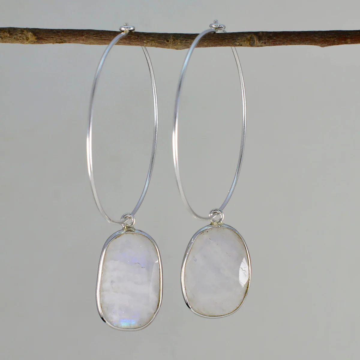 Rainbow Moonstone Middle Eastern Paula multiple Dangle White 925 Sterling Silver Earring - Image 2
