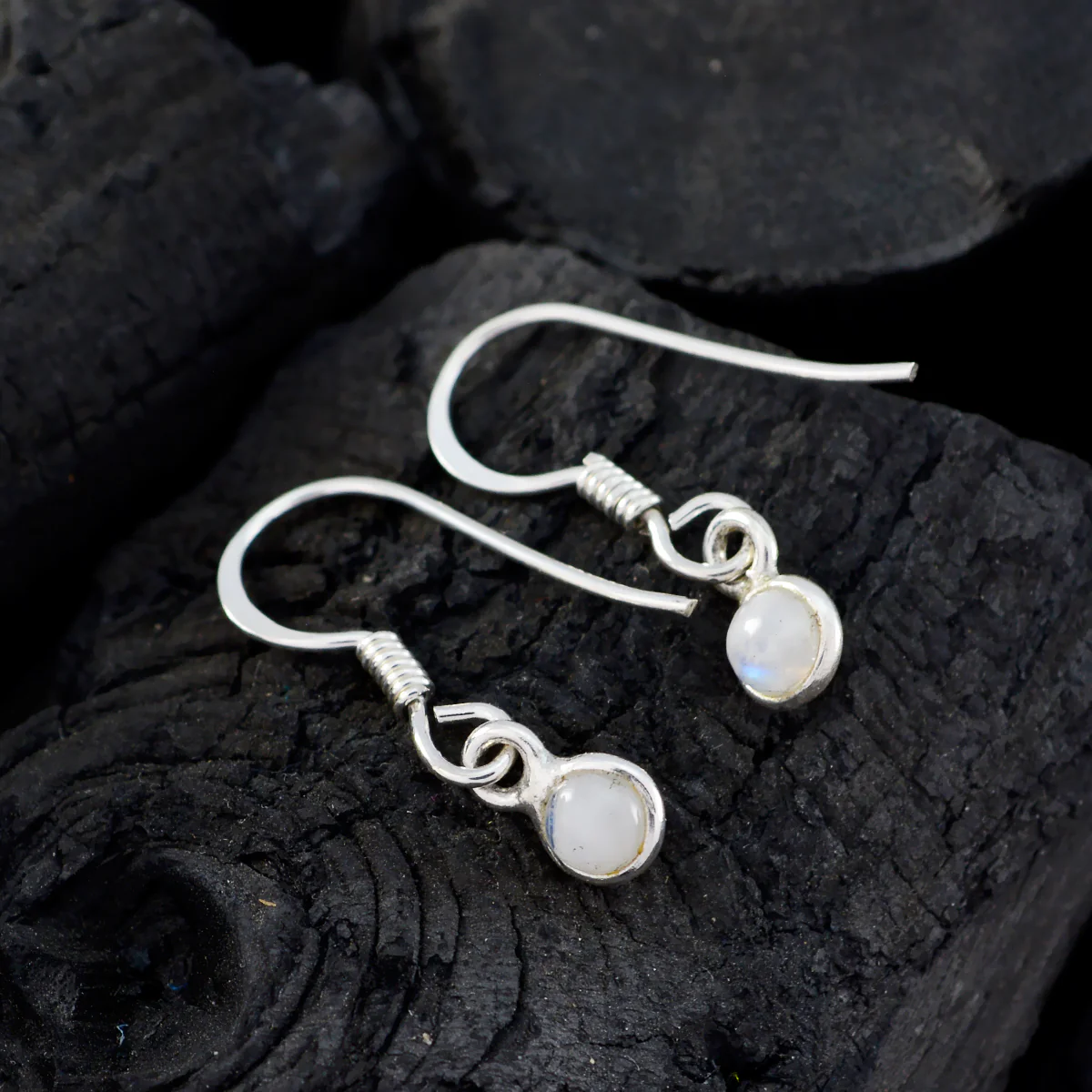 Rainbow Moonstone Moroccan Ling multiple Dangle White Sterling Silver Earring - Image 2