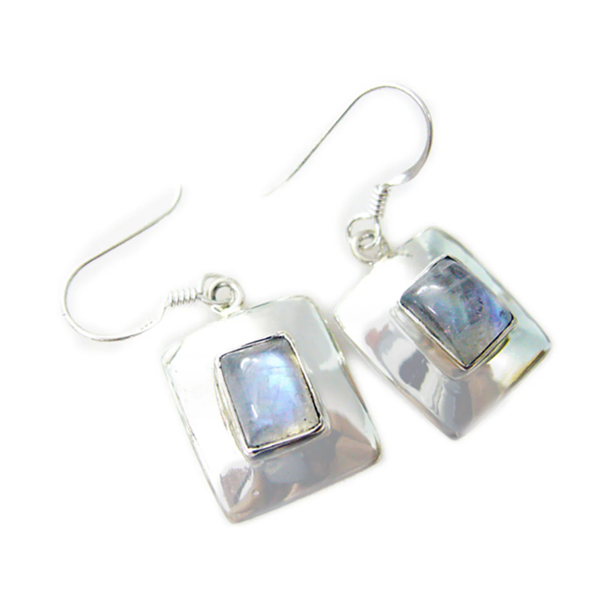 Rainbow Moonstone Russian Agustina multiple Dangle White Silver Earring - Image 3