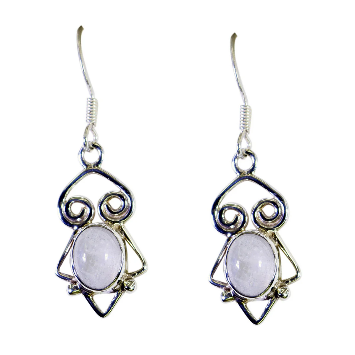 Rainbow Moonstone Russian Dayana multiple Dangle White Silver Earring - Image 3