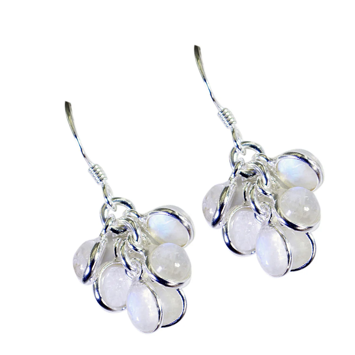 Rainbow Moonstone Russian Li Lee multiple Dangle White 925 Sterling Silver Earring - Image 2