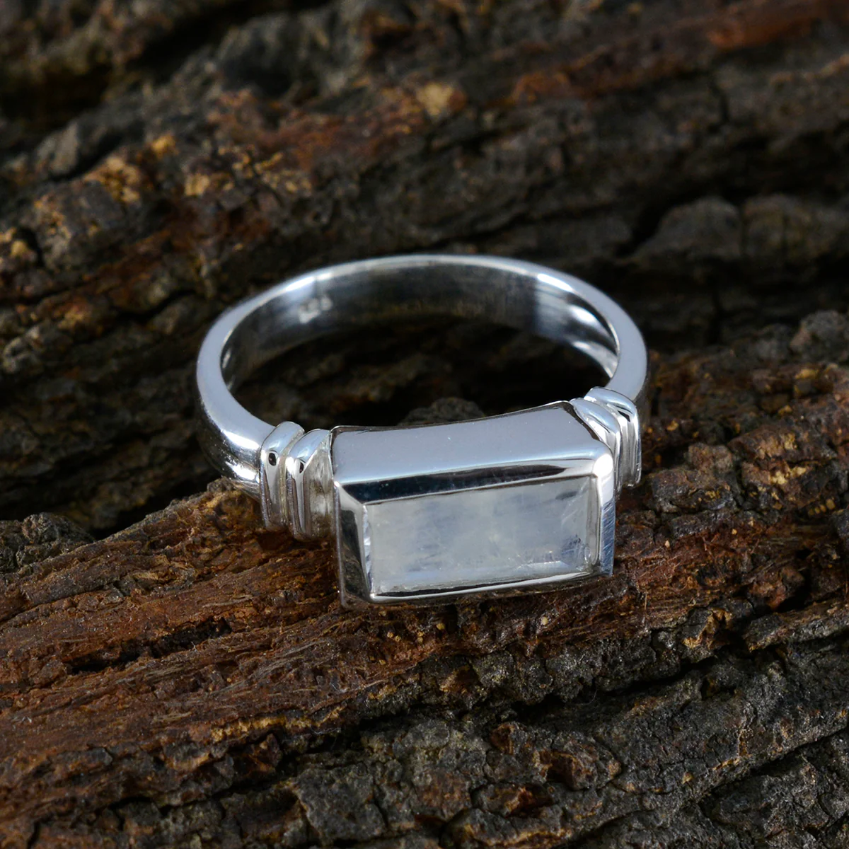 Rainbow Moonstone Solitaire African 925 Silver White Gemstones Minimal Fairytale Ring Jewellery - Image 3