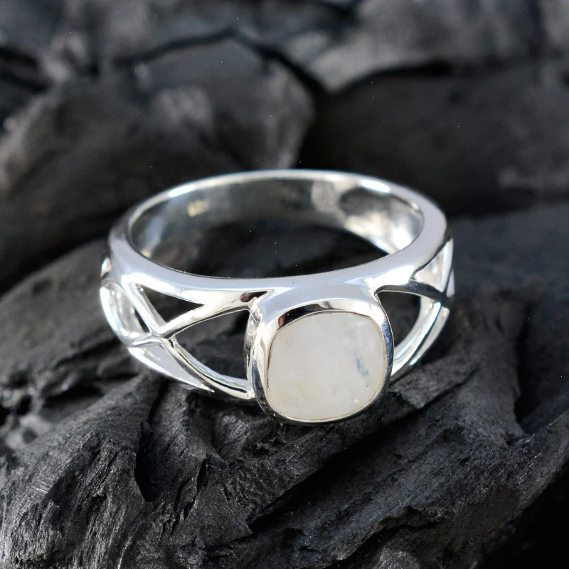 Rainbow Moonstone Solitaire African 925 Sterling Silver White Gemstone Tiny Love Ring Jewelry - Image 4