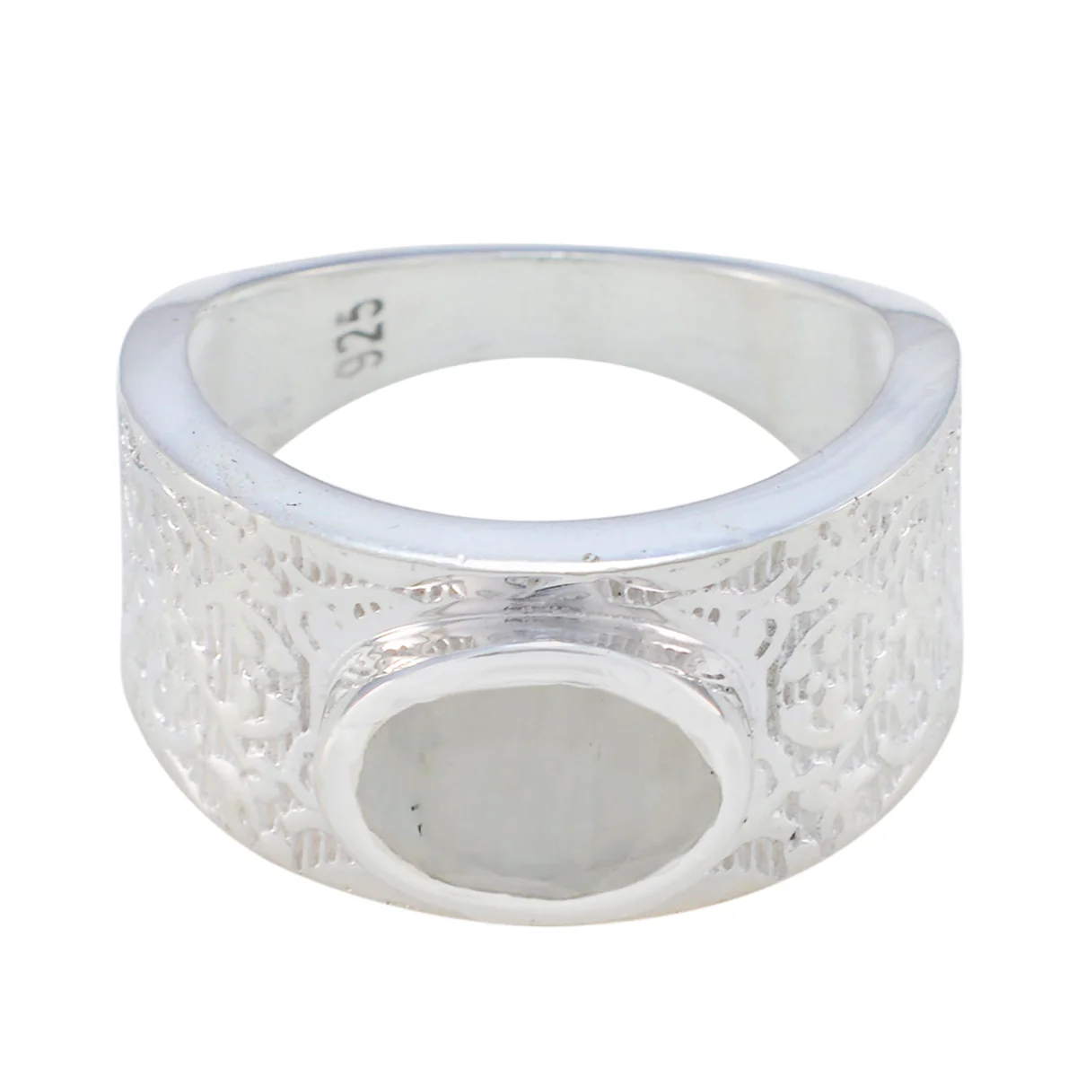 Rainbow Moonstone Solitaire African Sterling Silver White Gemstones Essential Art Deco Ring Jewellery