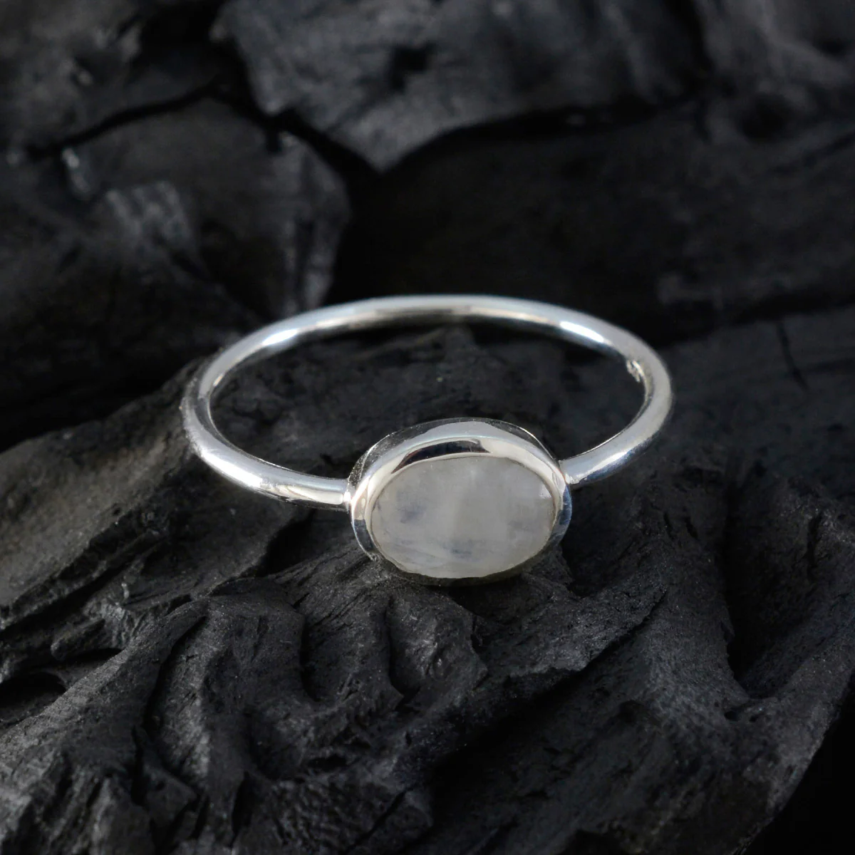 Rainbow Moonstone Solitaire American 925 Silver White Gems Elegant Feminine Ring Jewellery - Image 4