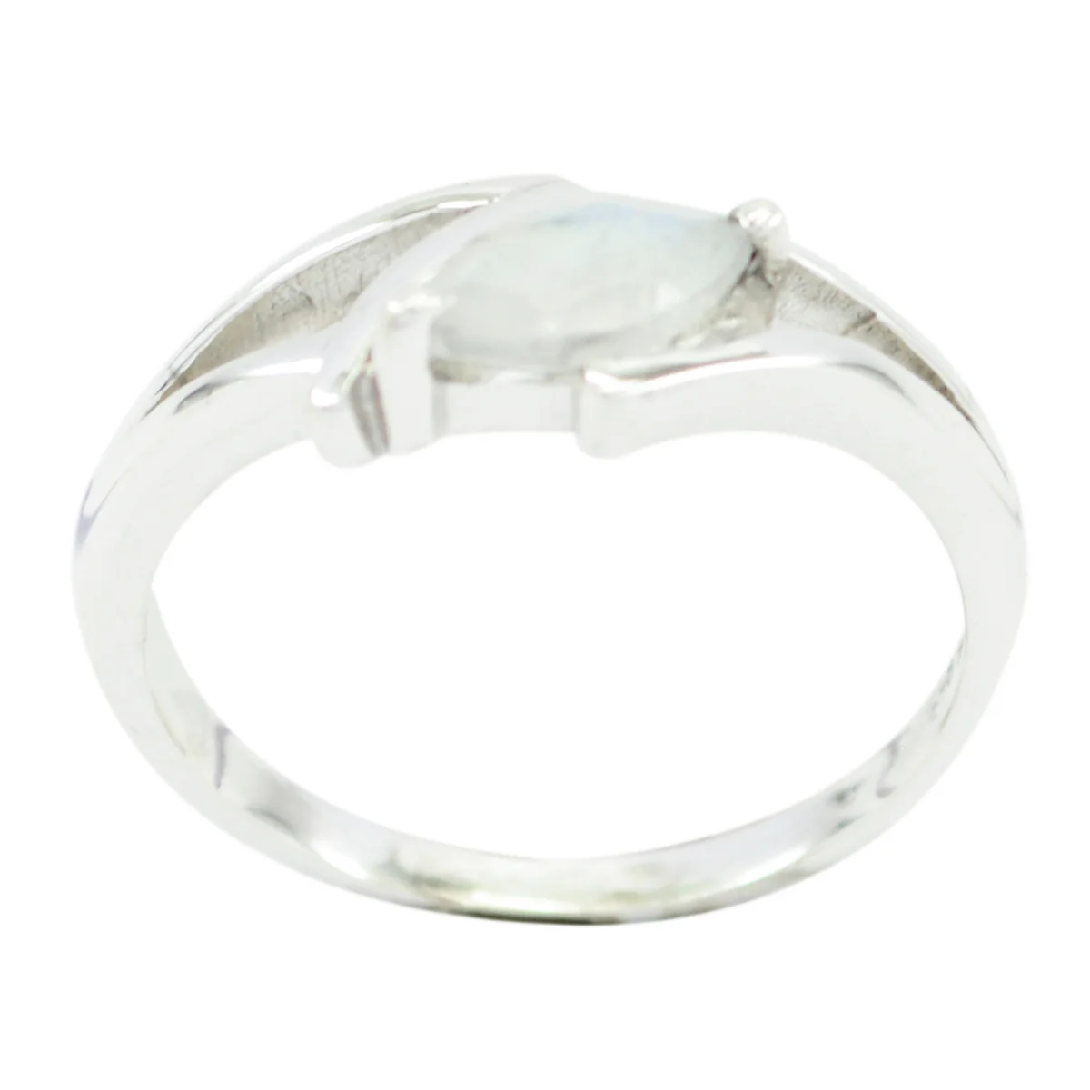 Rainbow Moonstone Solitaire American 925 Sterling Silver White Gemstone Dainty Modern Ring Jewelry