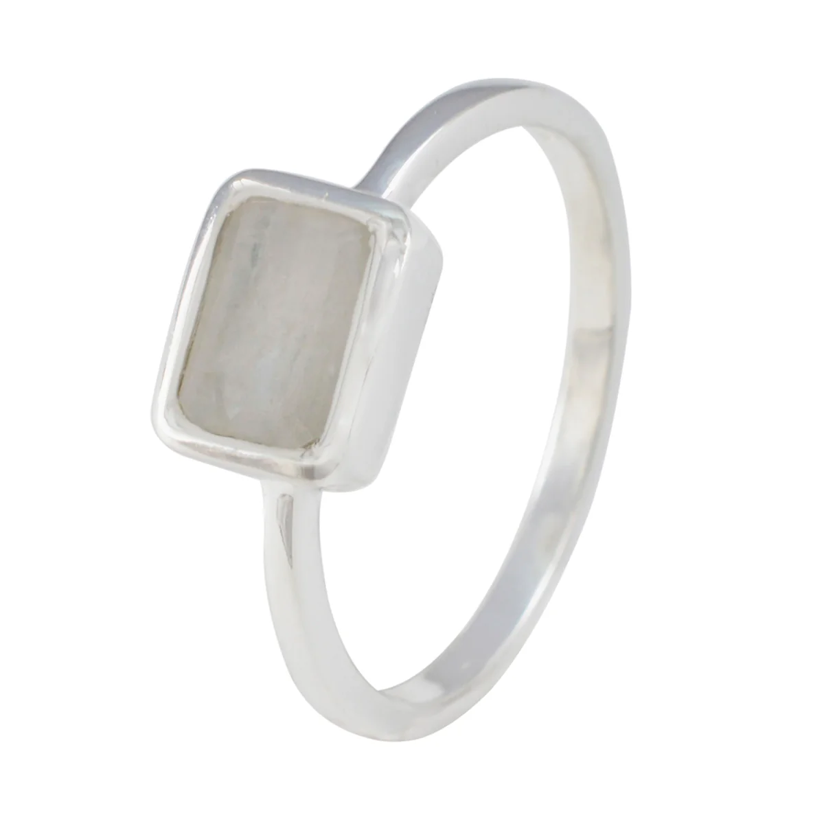 Rainbow Moonstone Solitaire American Sterling Silver White Gems Dainty Boho Ring Jewellery - Image 2