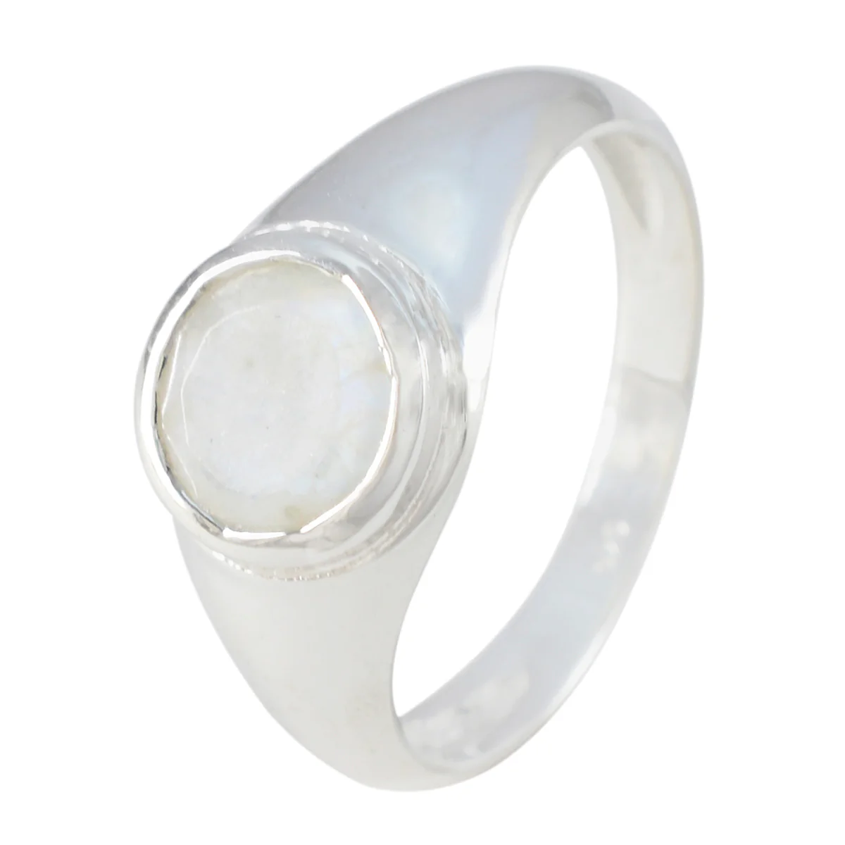 Rainbow Moonstone Solitaire Egyptian 925 Silver White Gems Slim Trendy Ring Jewellery - Image 2