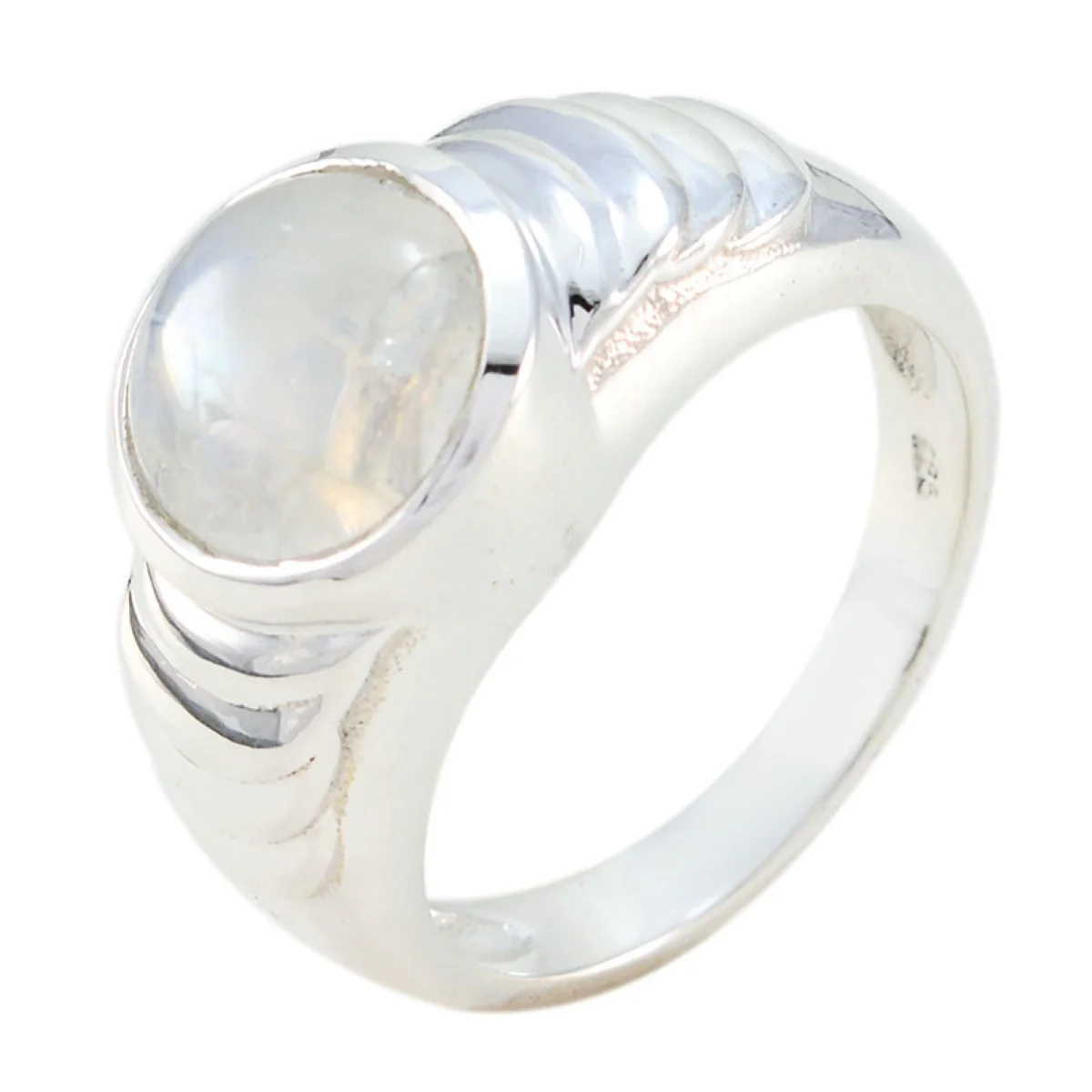 Rainbow Moonstone Solitaire Egyptian 925 Silver White Gemstones Versatile Glamorous Ring Jewellery - Image 2