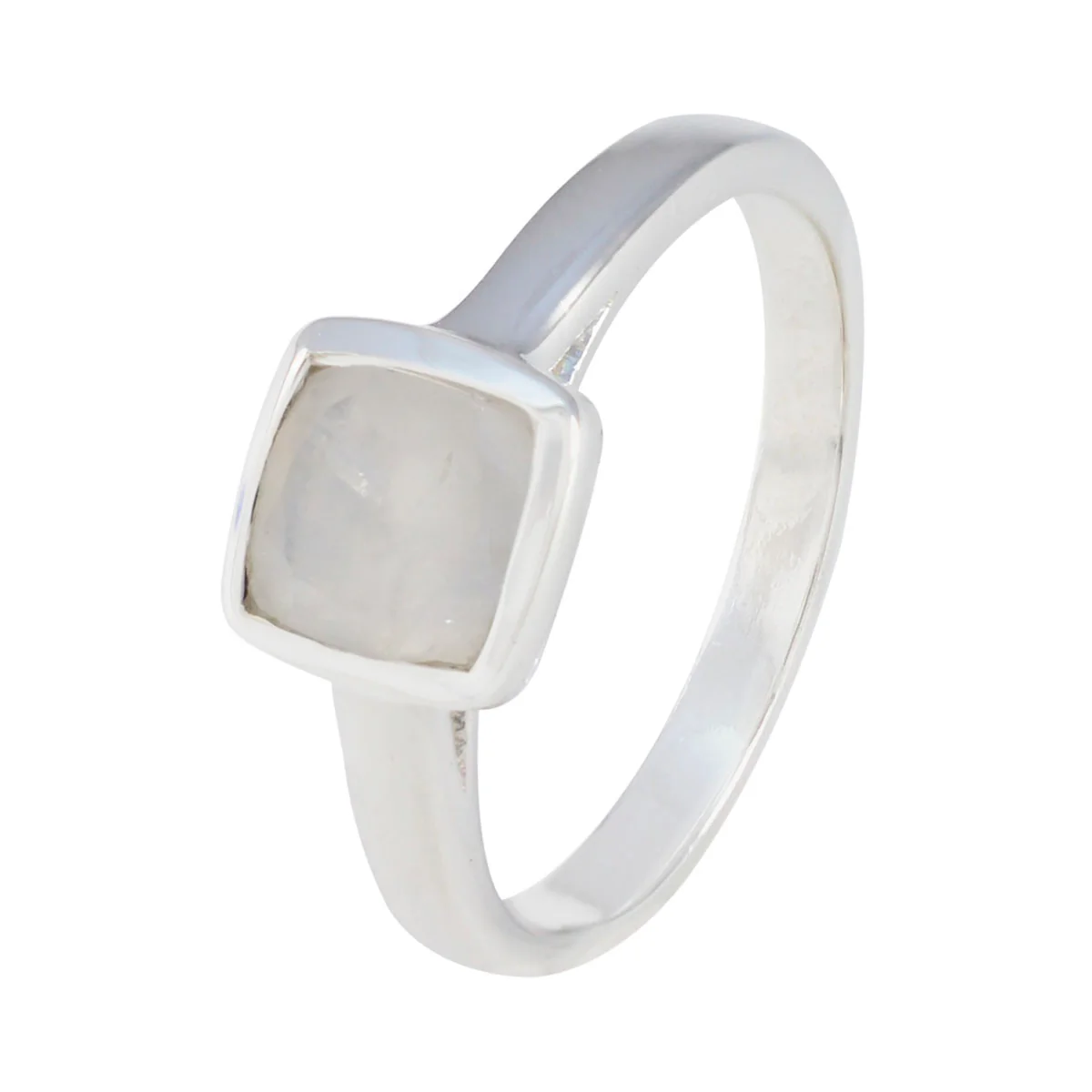 Rainbow Moonstone Solitaire French 92.5 Silver White Gemstone Featherlight Glamorous Ring Jewellery - Image 2