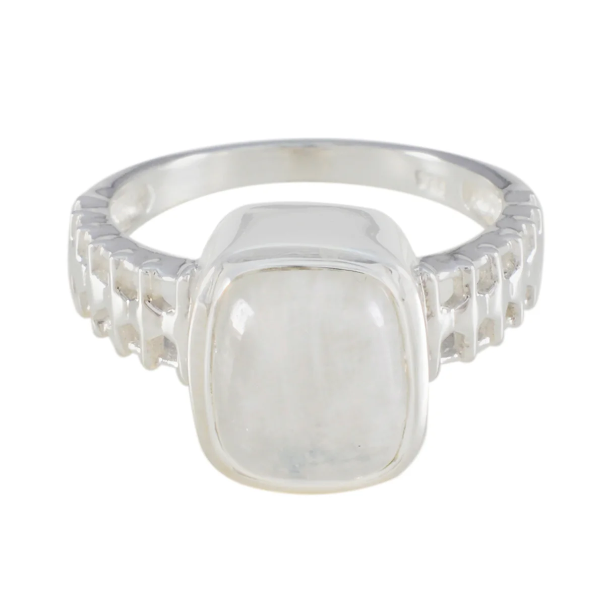 Rainbow Moonstone Solitaire German 925 Silver White Gems Mid-weight Boho Ring Jewelry