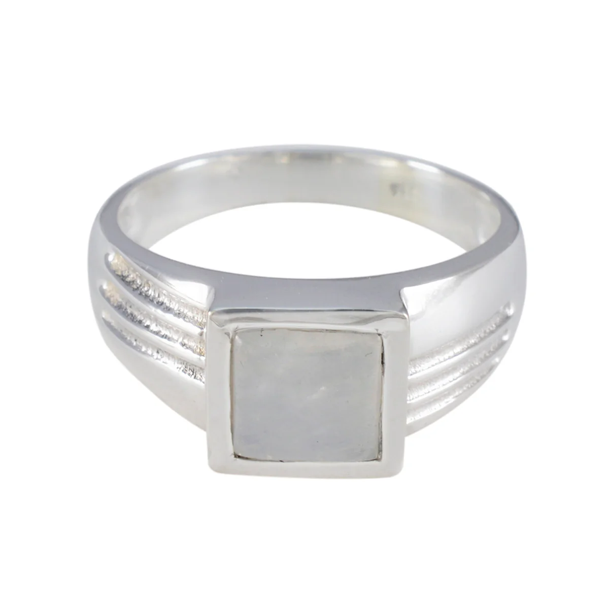 Rainbow Moonstone Solitaire Indian Silver White Gemstones Classic Glamorous Ring Jewelry
