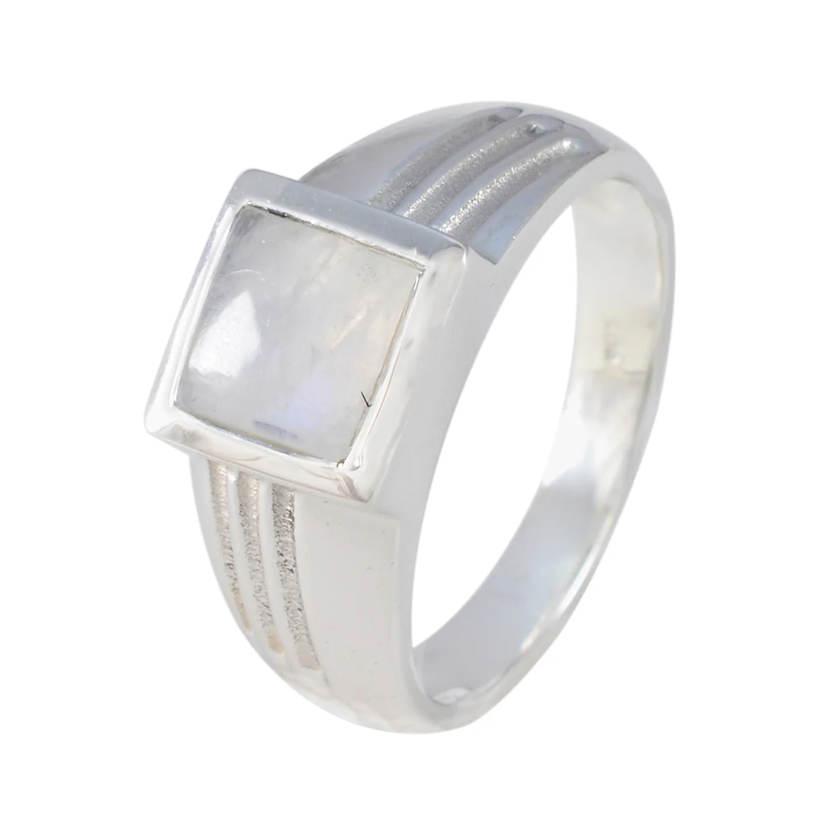 Rainbow Moonstone Solitaire Indian Silver White Gemstones Classic Glamorous Ring Jewelry - Image 2