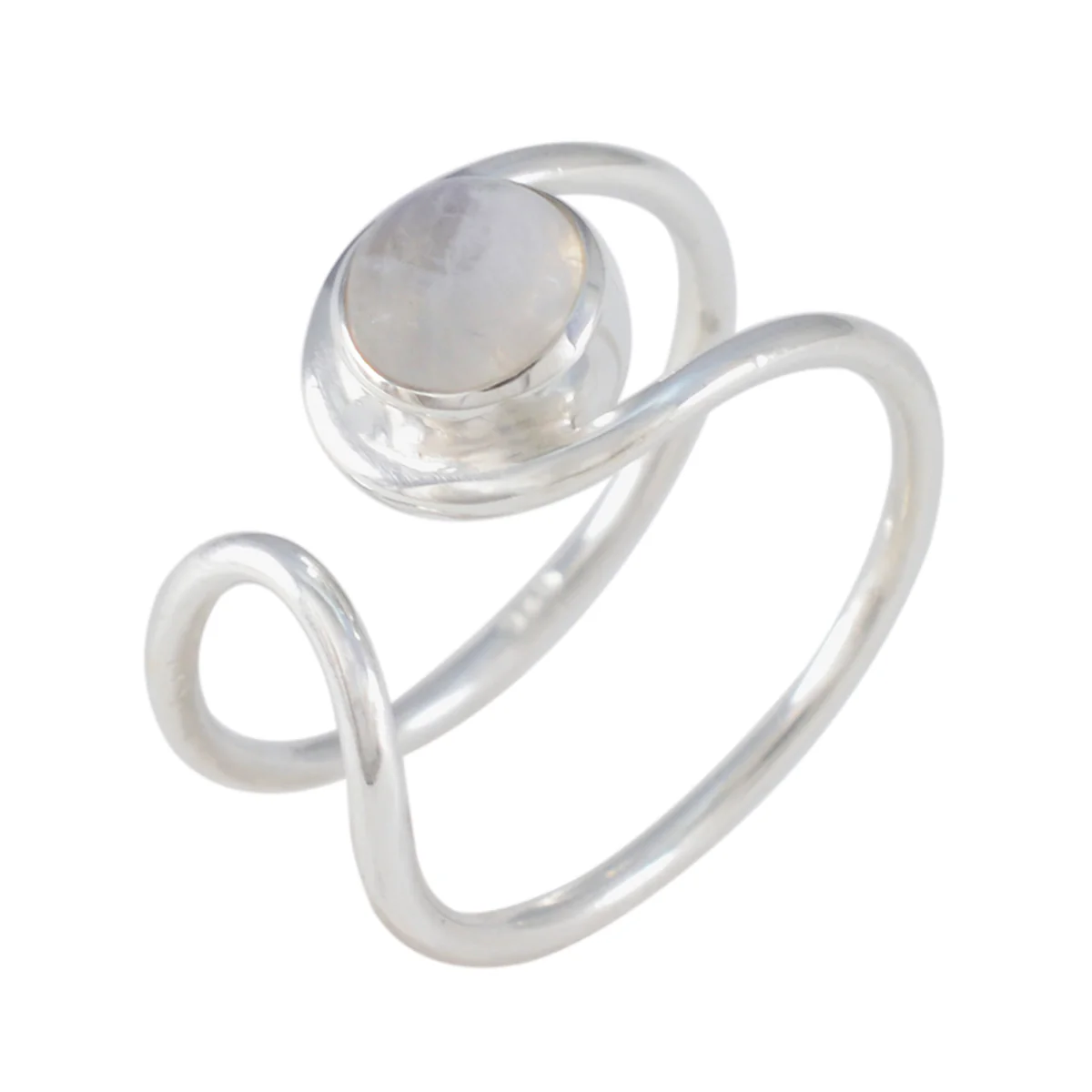 Rainbow Moonstone Solitaire Japanese 925 Sterling Silver White Gems Dainty Luxurious Ring Jewellery - Image 2