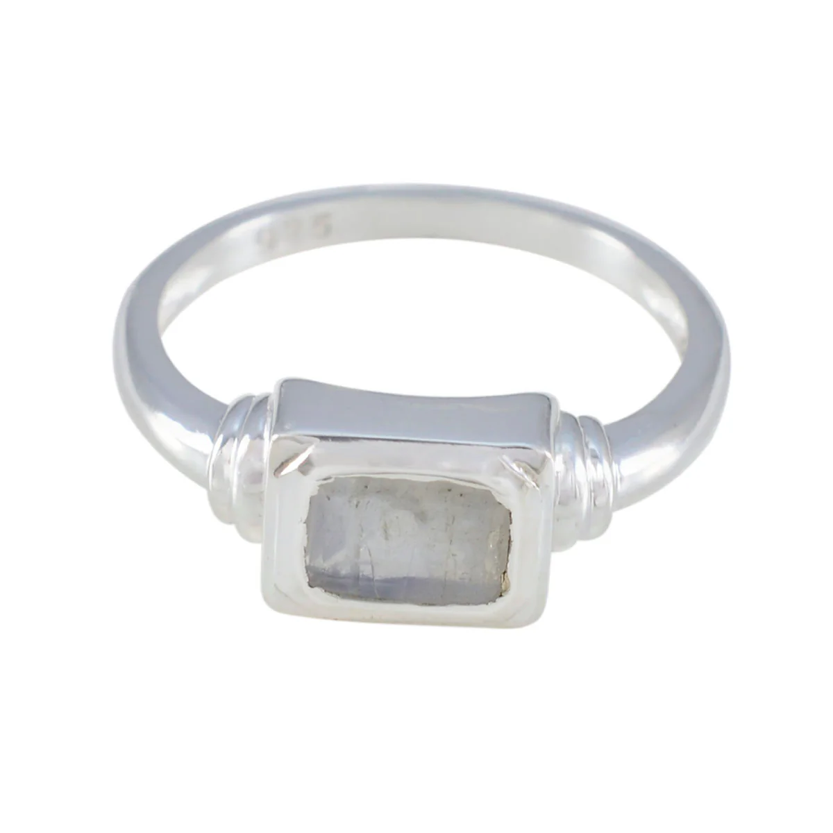 Rainbow Moonstone Solitaire Japanese 925 Sterling Silver White Gemstone Whisper-thin Romantic Ring Jewelry
