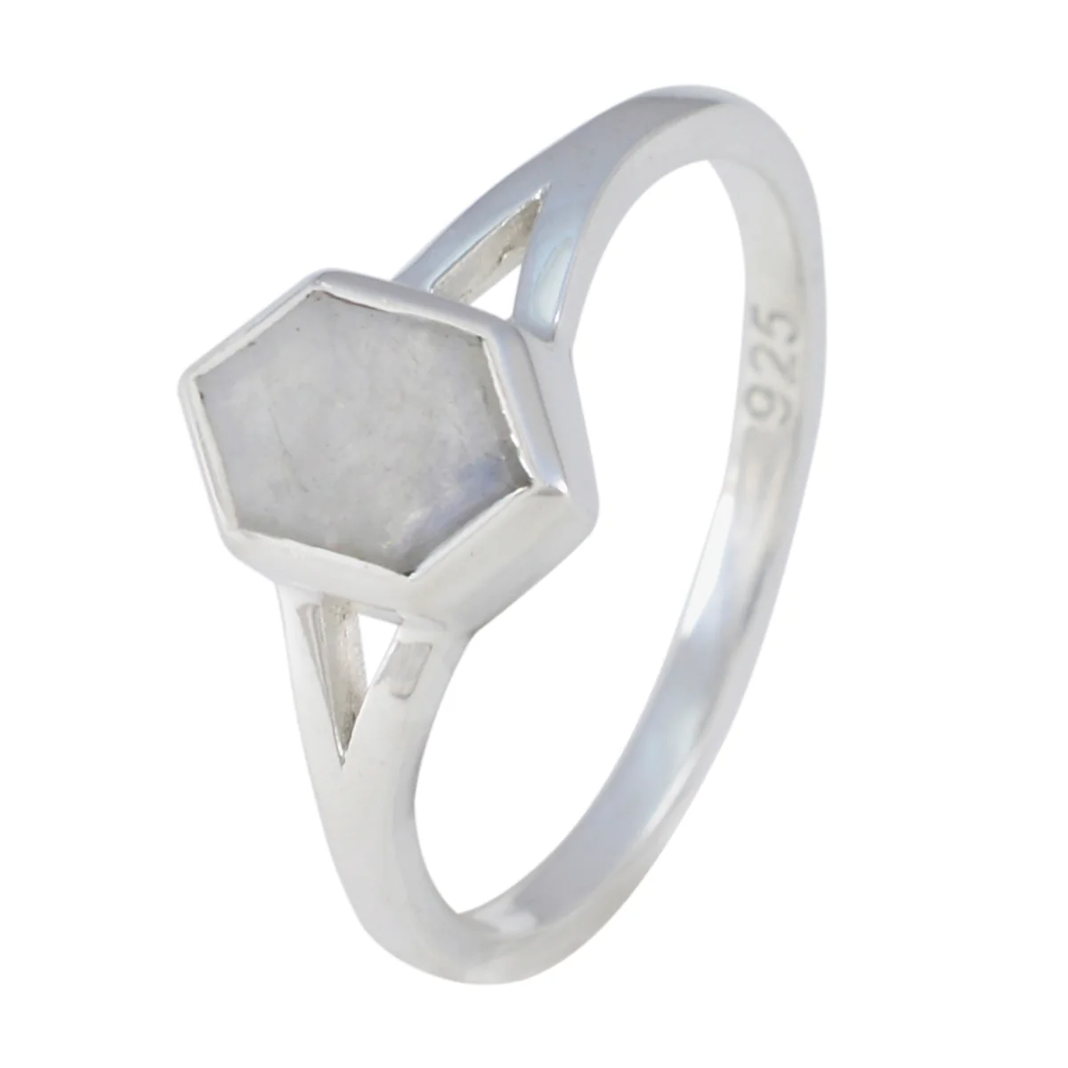 Rainbow Moonstone Solitaire Japanese Sterling Silver White Gems Whisper-thin Graceful Ring Jewelry - Image 2